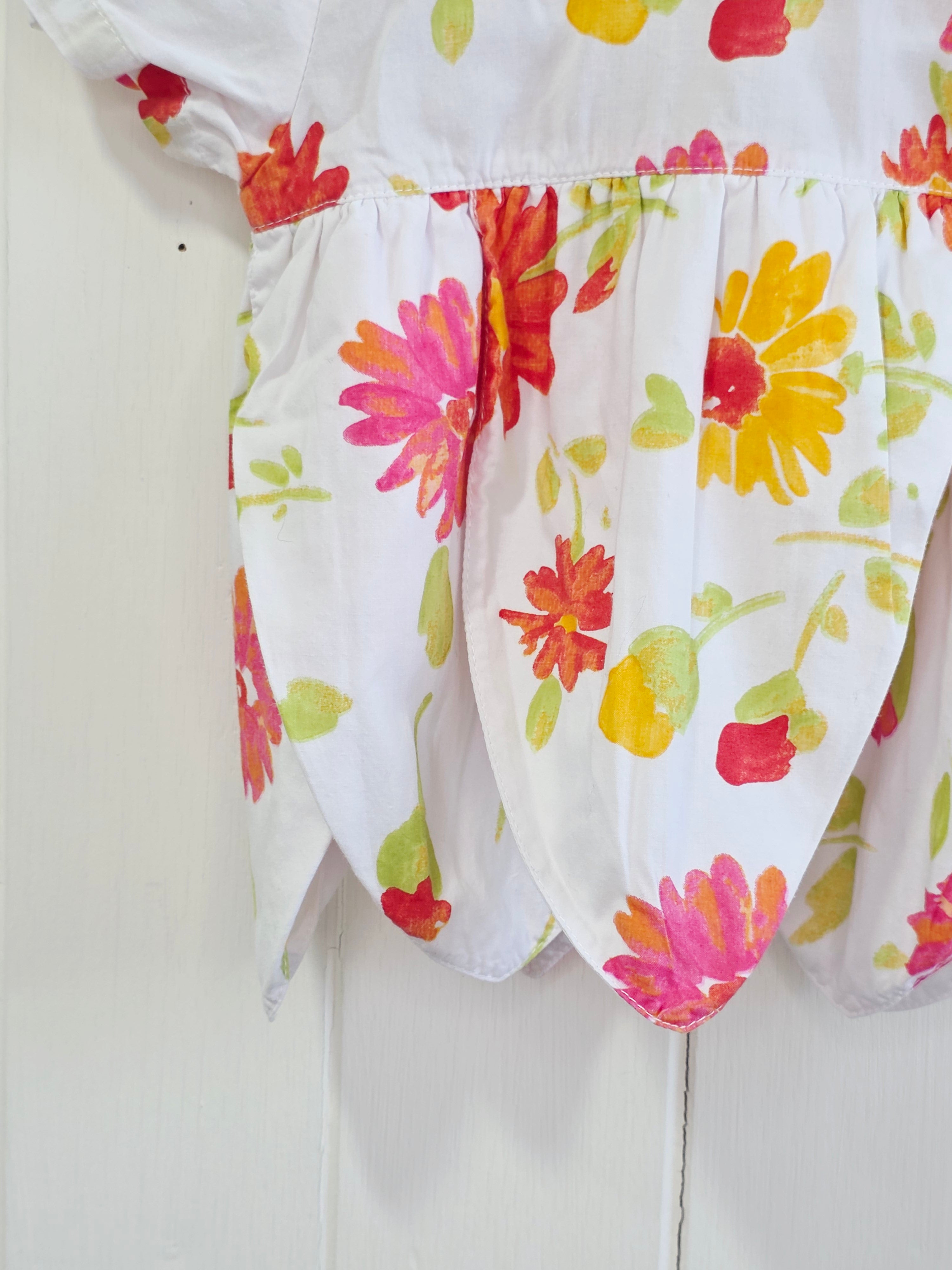 Abella - 0-3 months baby girls white floral short sleeve top