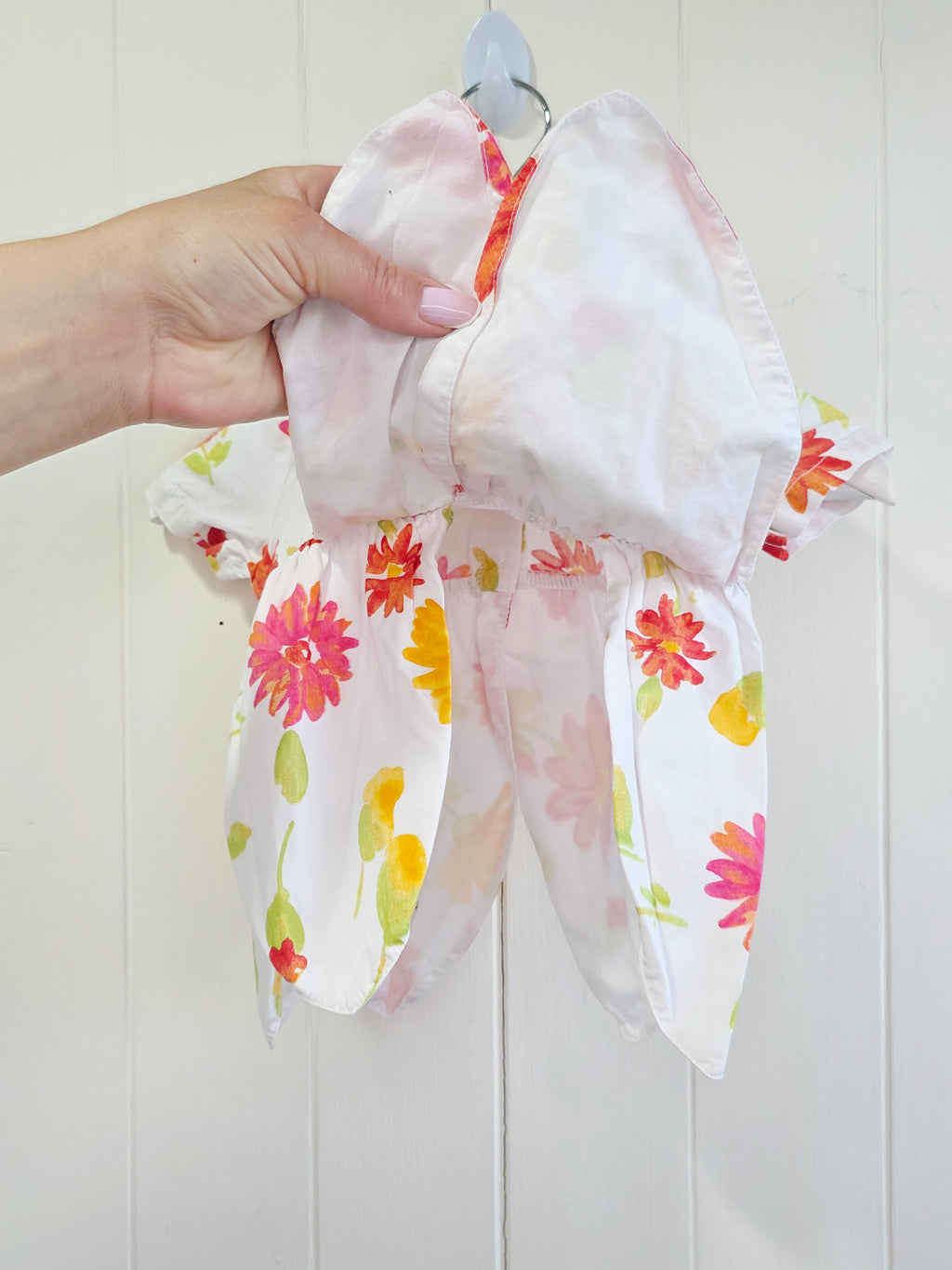 Abella - 0-3 months baby girls white floral short sleeve top