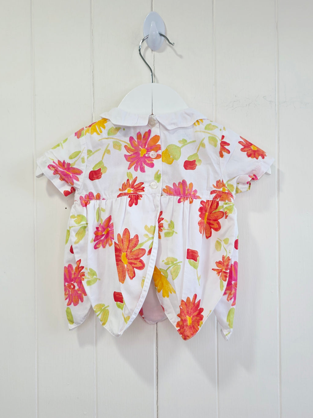 Abella - 0-3 months baby girls white floral short sleeve top