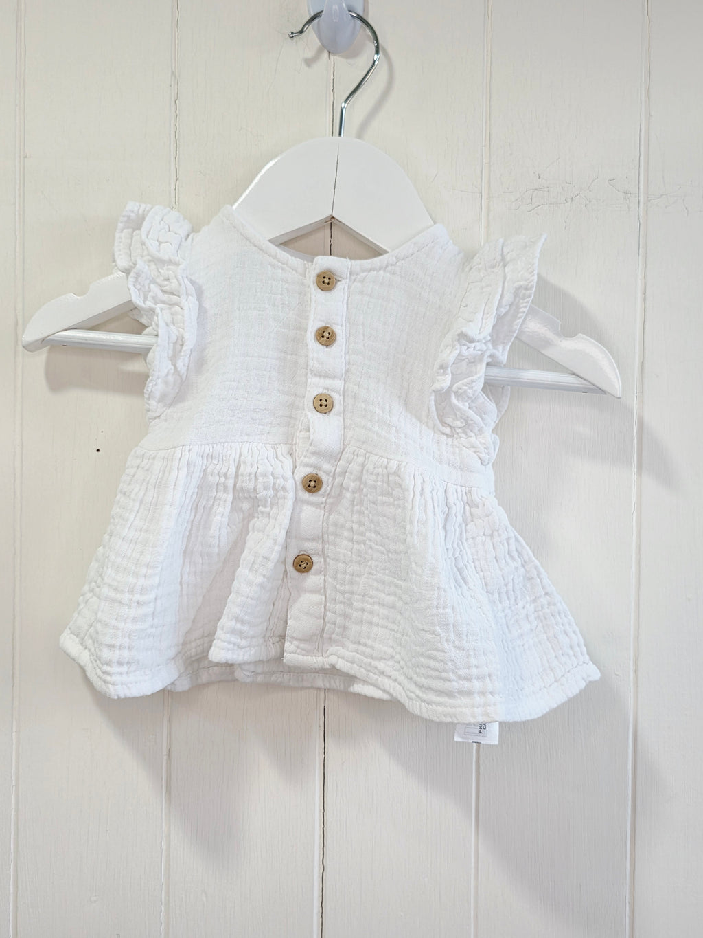 Primark - 0-3 months baby girls white muslin short sleeve top
