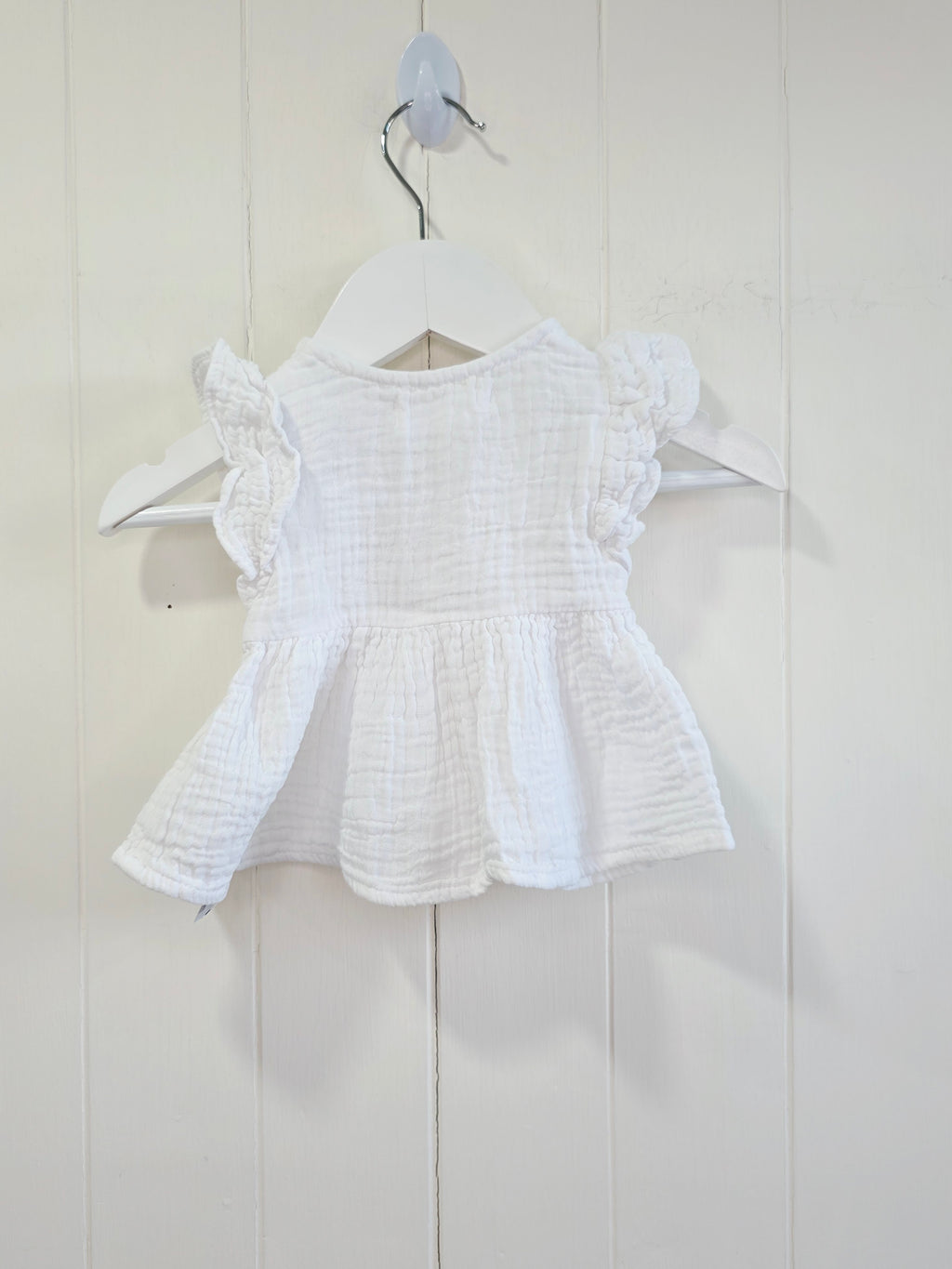 Primark - 0-3 months baby girls white muslin short sleeve top