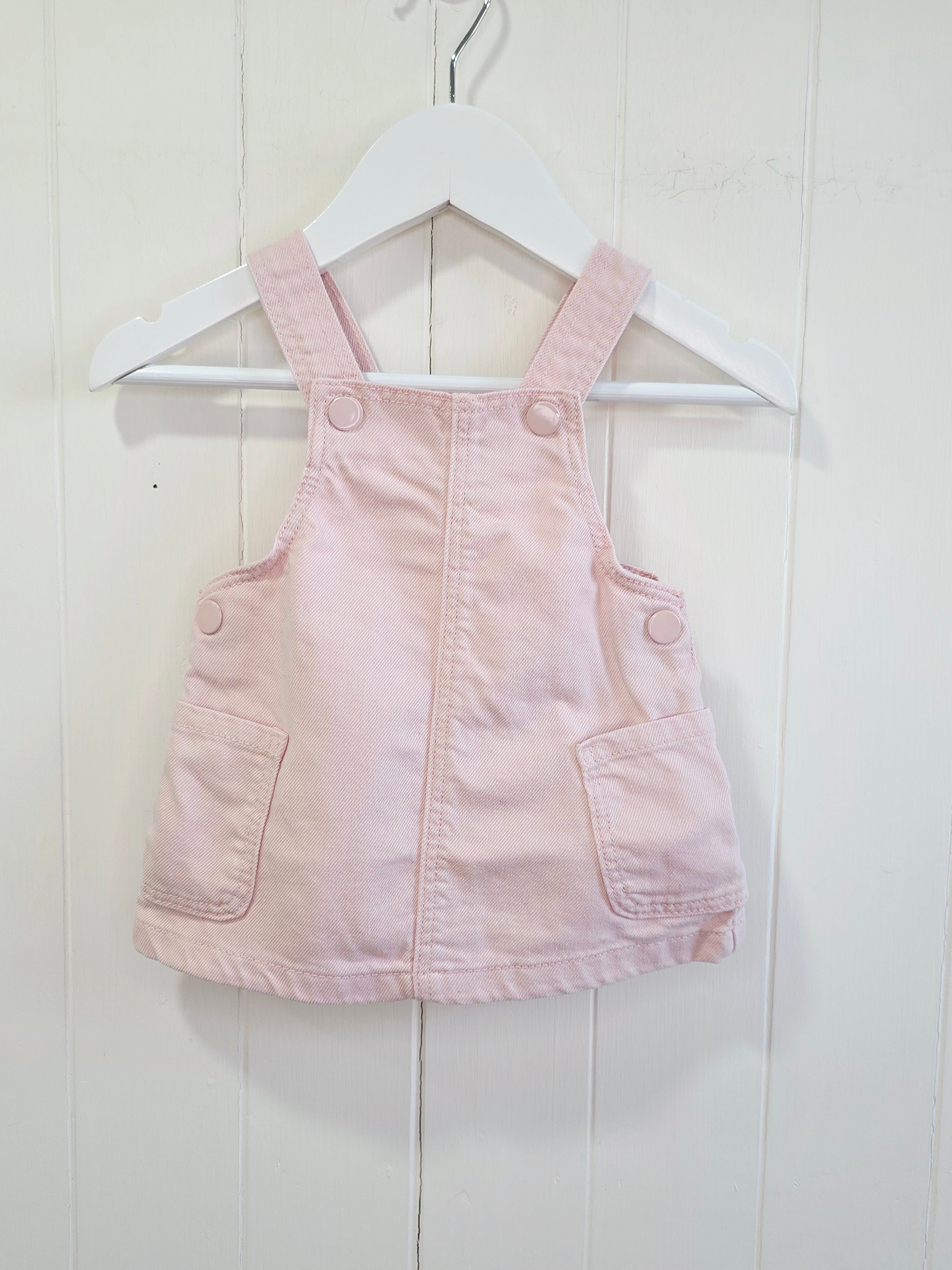 Primark - 0-3 months baby girls pink denim pinafore dress