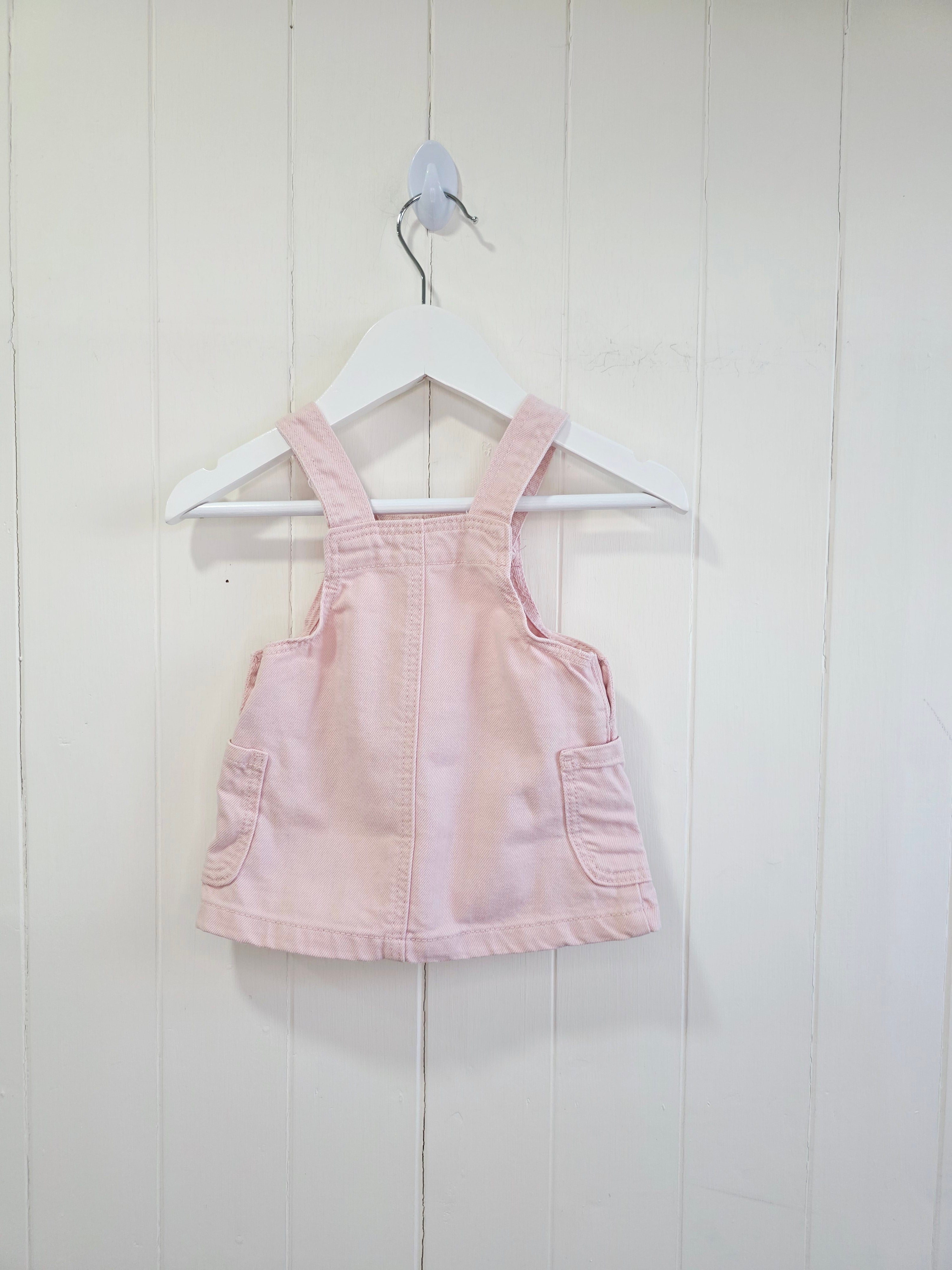 Primark - 0-3 months baby girls pink denim pinafore dress