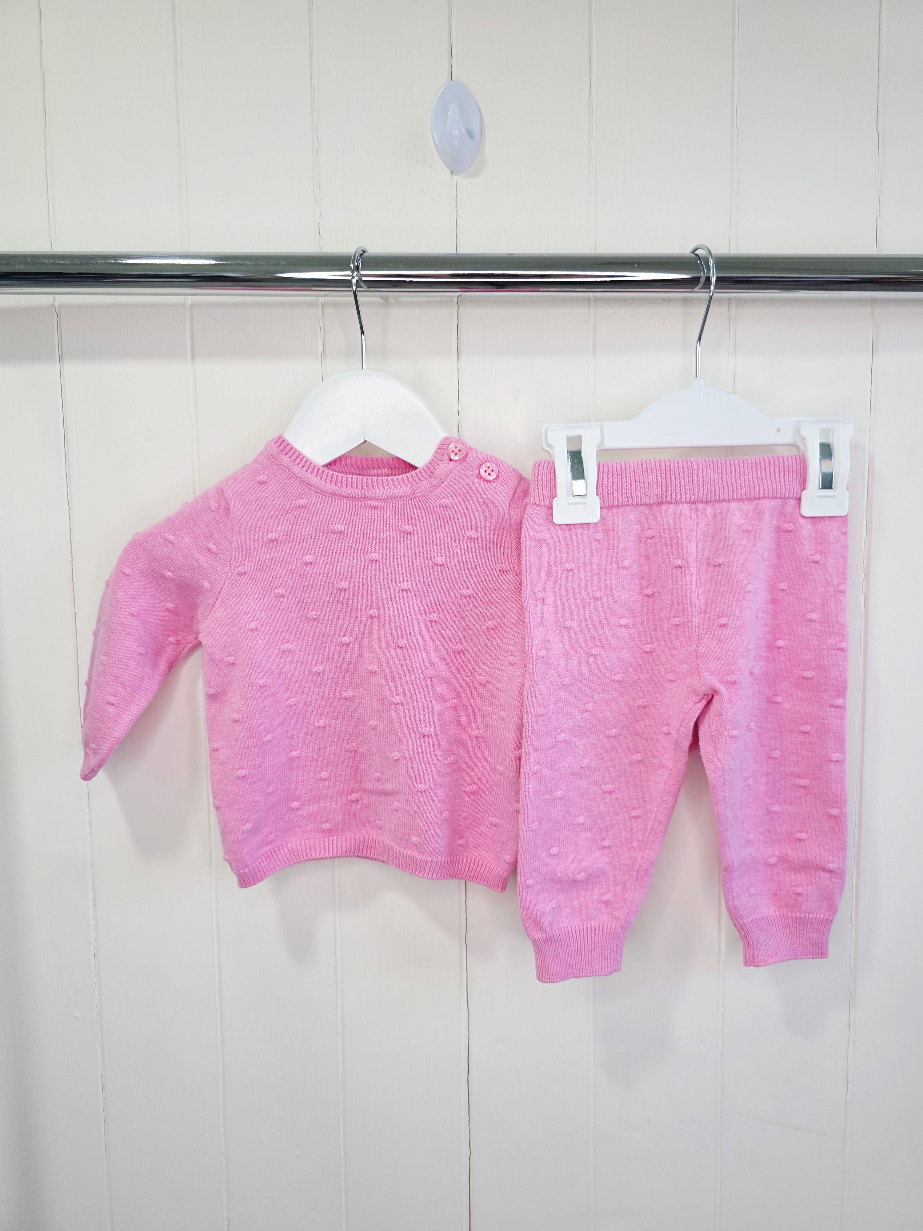 F&F - up to 3 months girls pink knit jumper and bottoms set