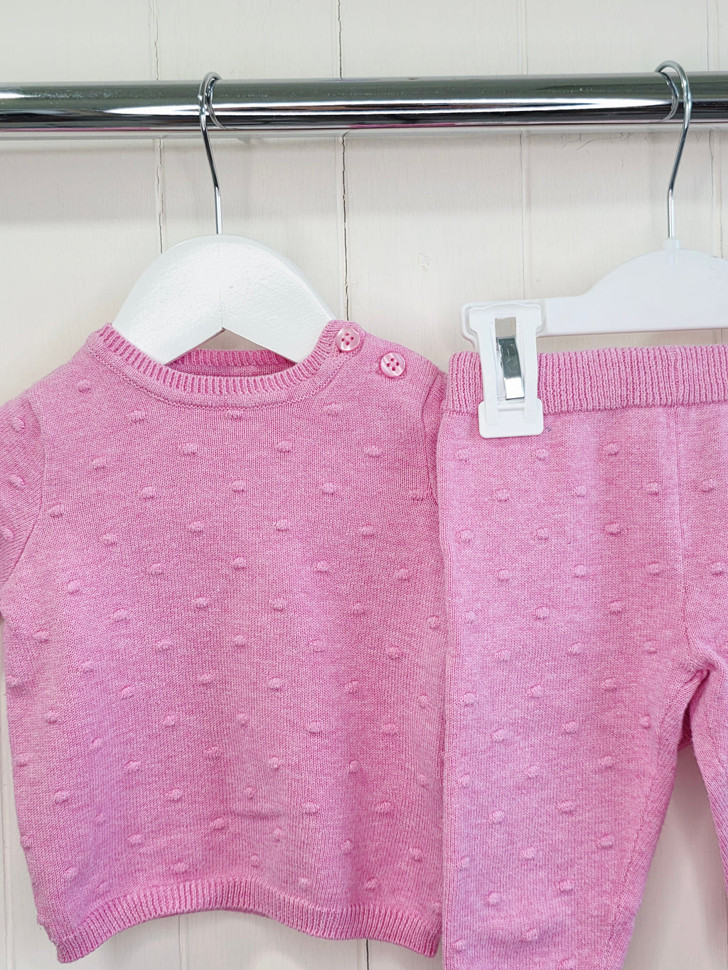 F&F - up to 3 months girls pink knit jumper and bottoms set