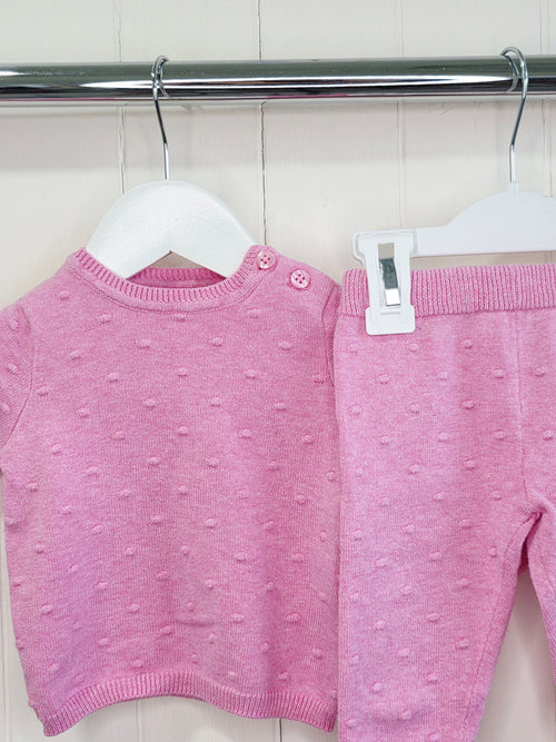 F&F - up to 3 months girls pink knit jumper and bottoms set