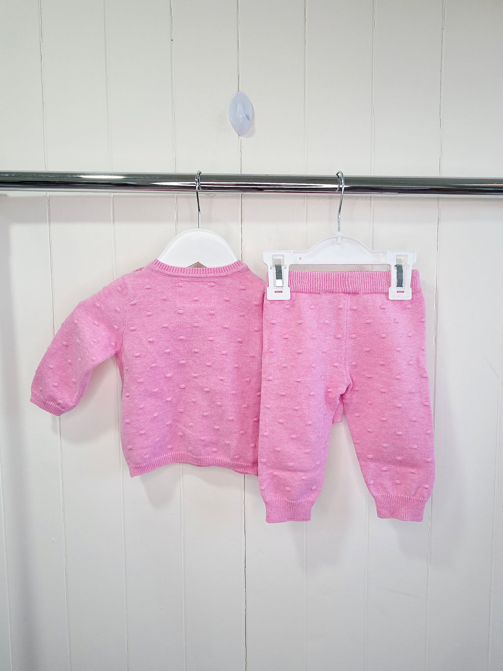 F&F - up to 3 months girls pink knit jumper and bottoms set