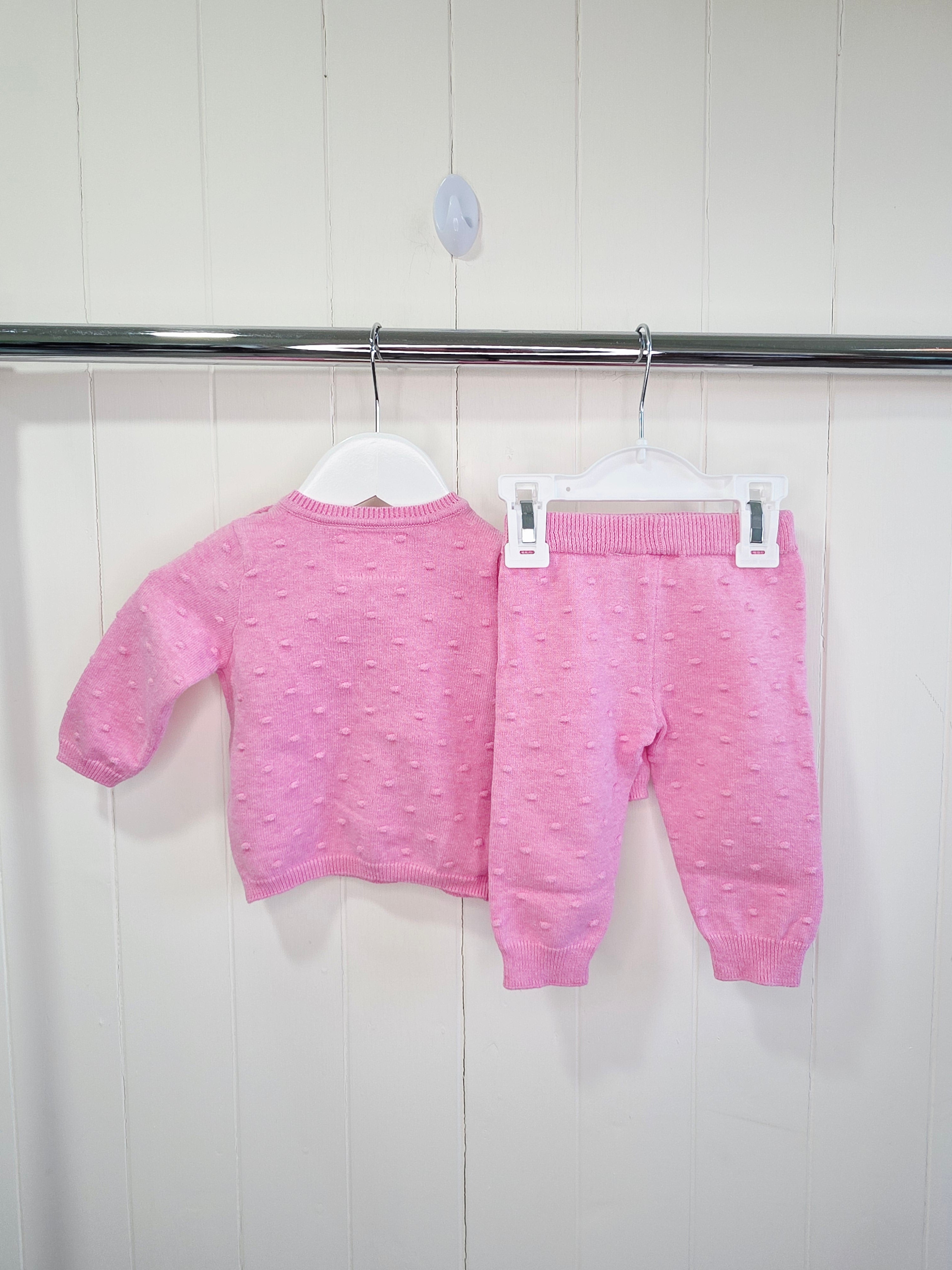 F&F - up to 3 months girls pink knit jumper and bottoms set