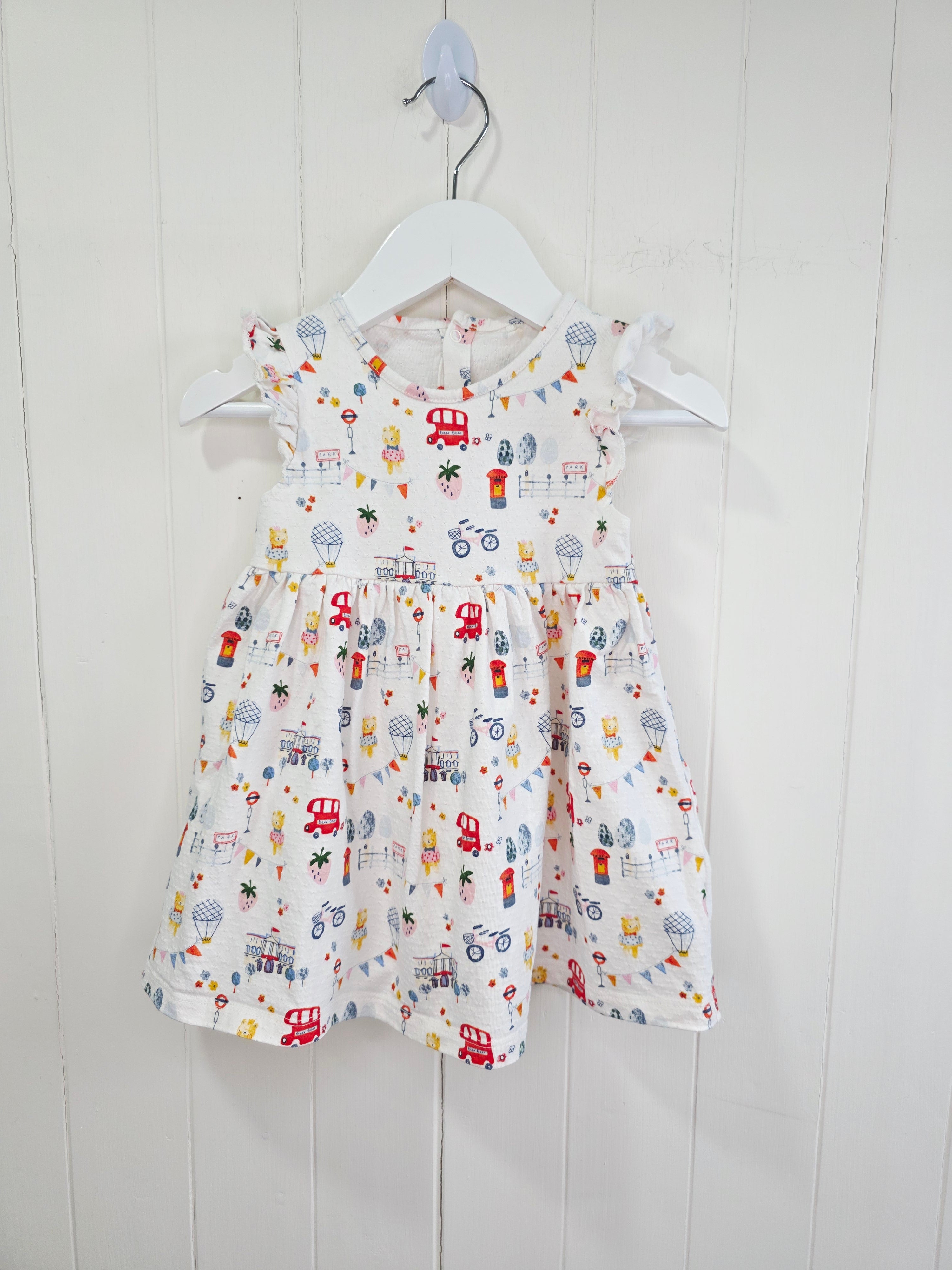 Next - 12-18 months white London themed short sleeve dress