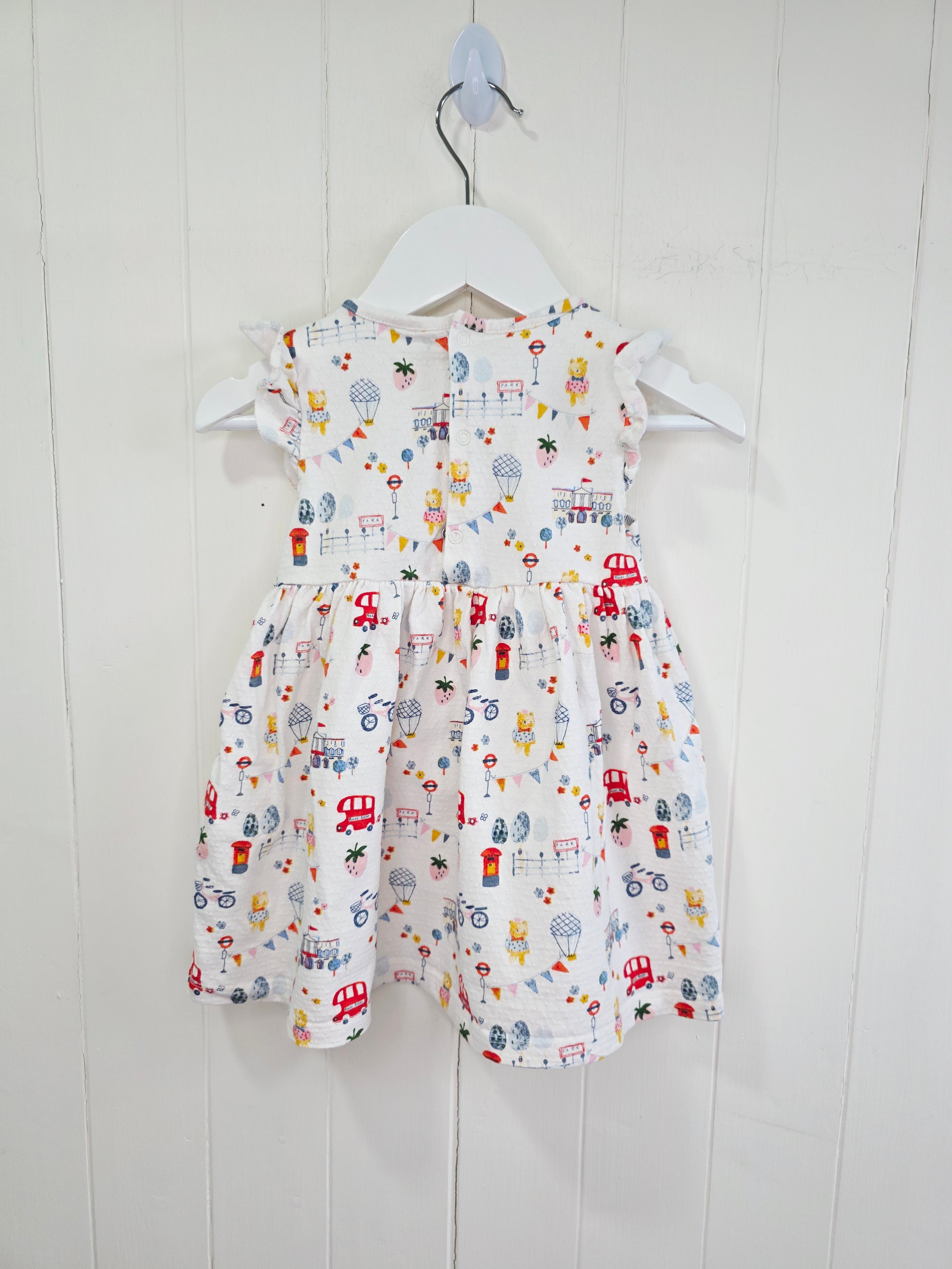 Next - 12-18 months white London themed short sleeve dress