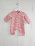 Next - up to 3 months girls pink and white polka dot quilted footless sleepsuit/romper