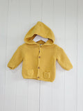 Next - up to 3 months girls yellow knitted hooded cardigan jacket