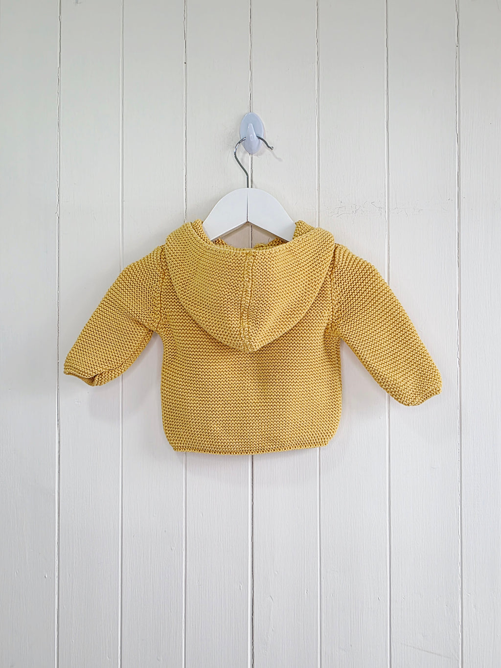 Next - up to 3 months girls yellow knitted hooded cardigan jacket