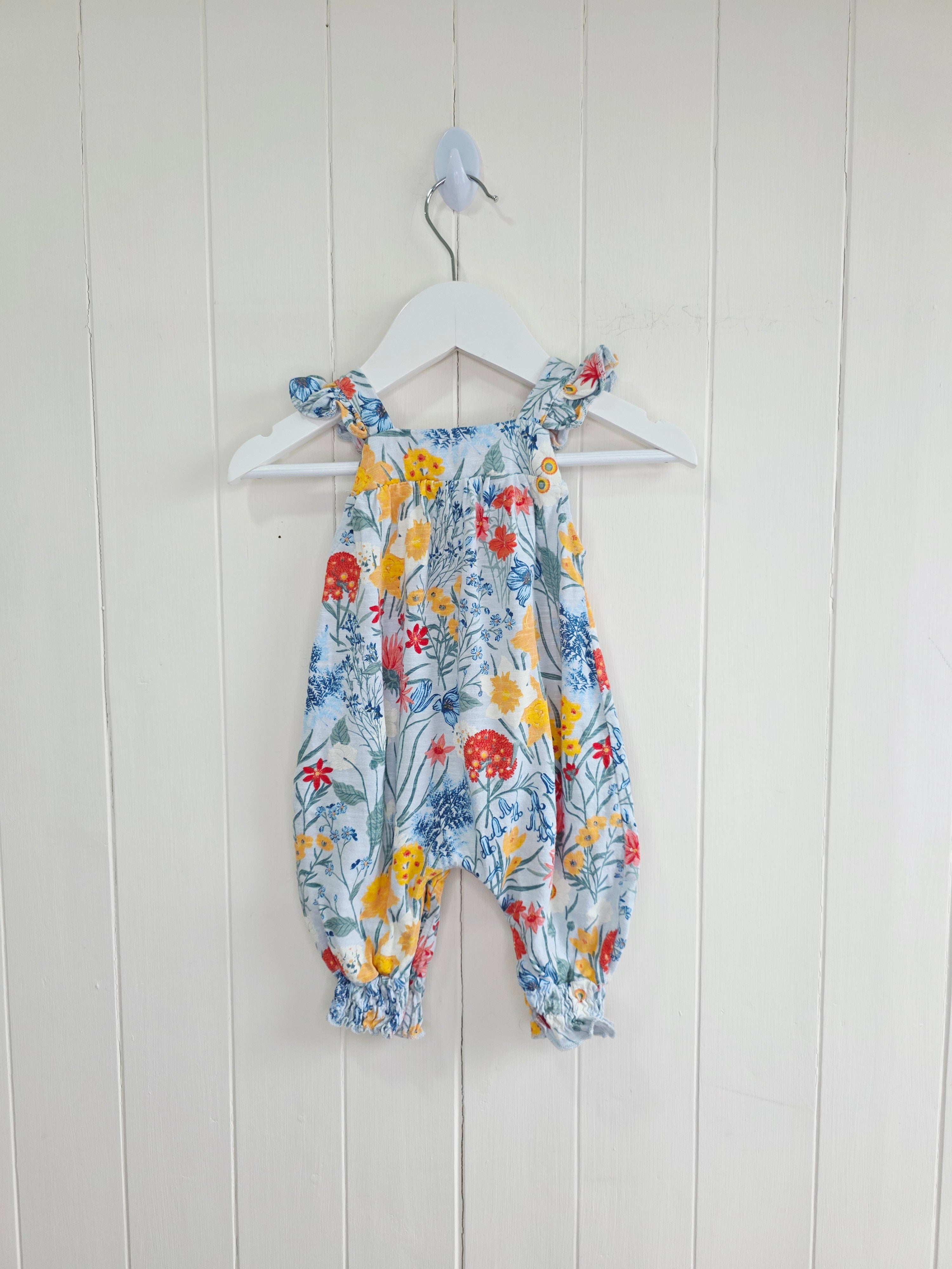 Next - up to 3 months girls blue floral romper