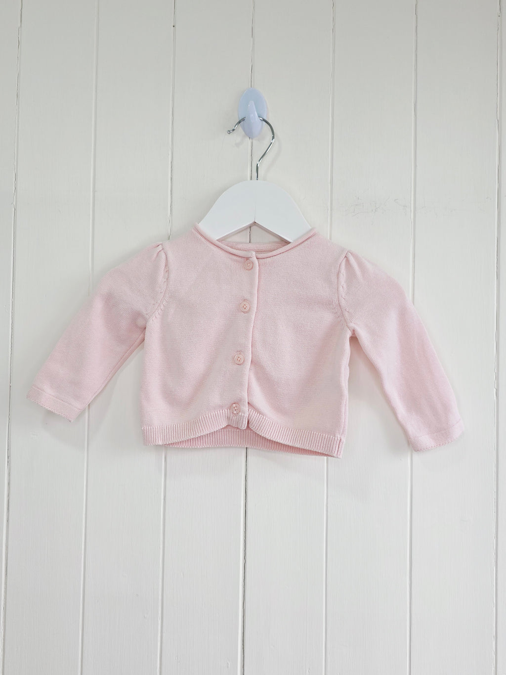 Next - up to 3 months girls plain pink knit cardigan