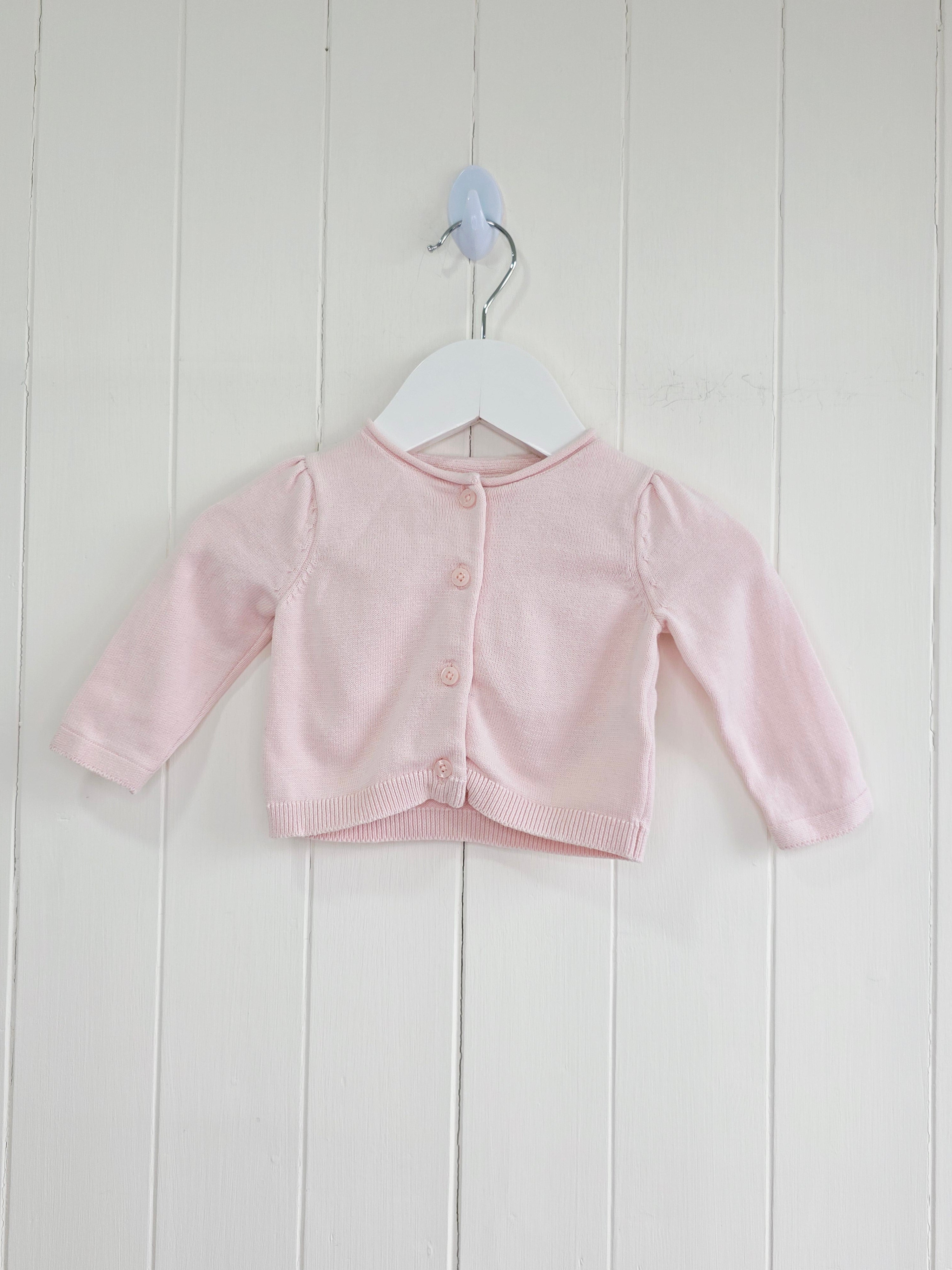 Next - up to 3 months girls plain pink knit cardigan