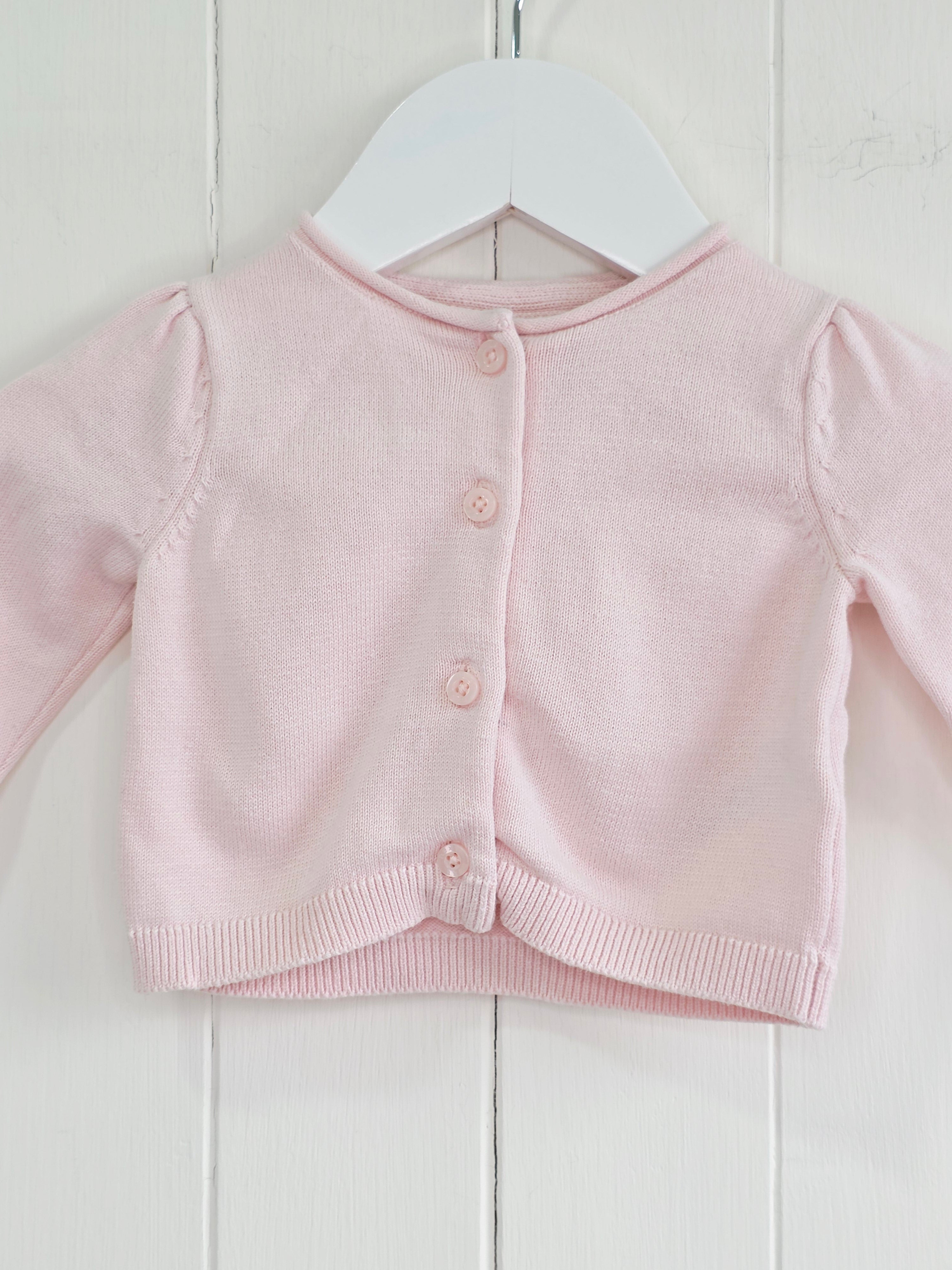 Next - up to 3 months girls plain pink knit cardigan