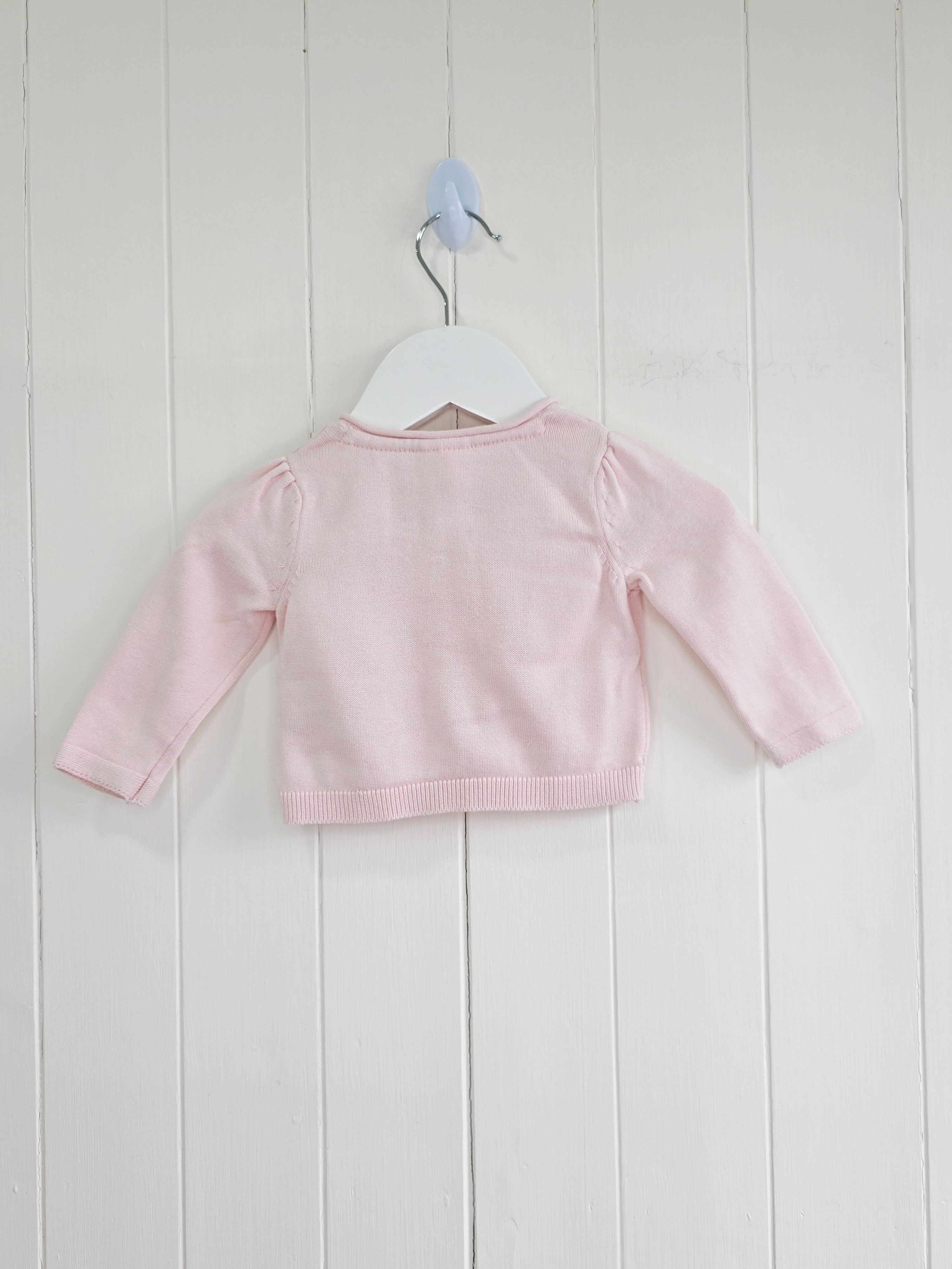 Next - up to 3 months girls plain pink knit cardigan