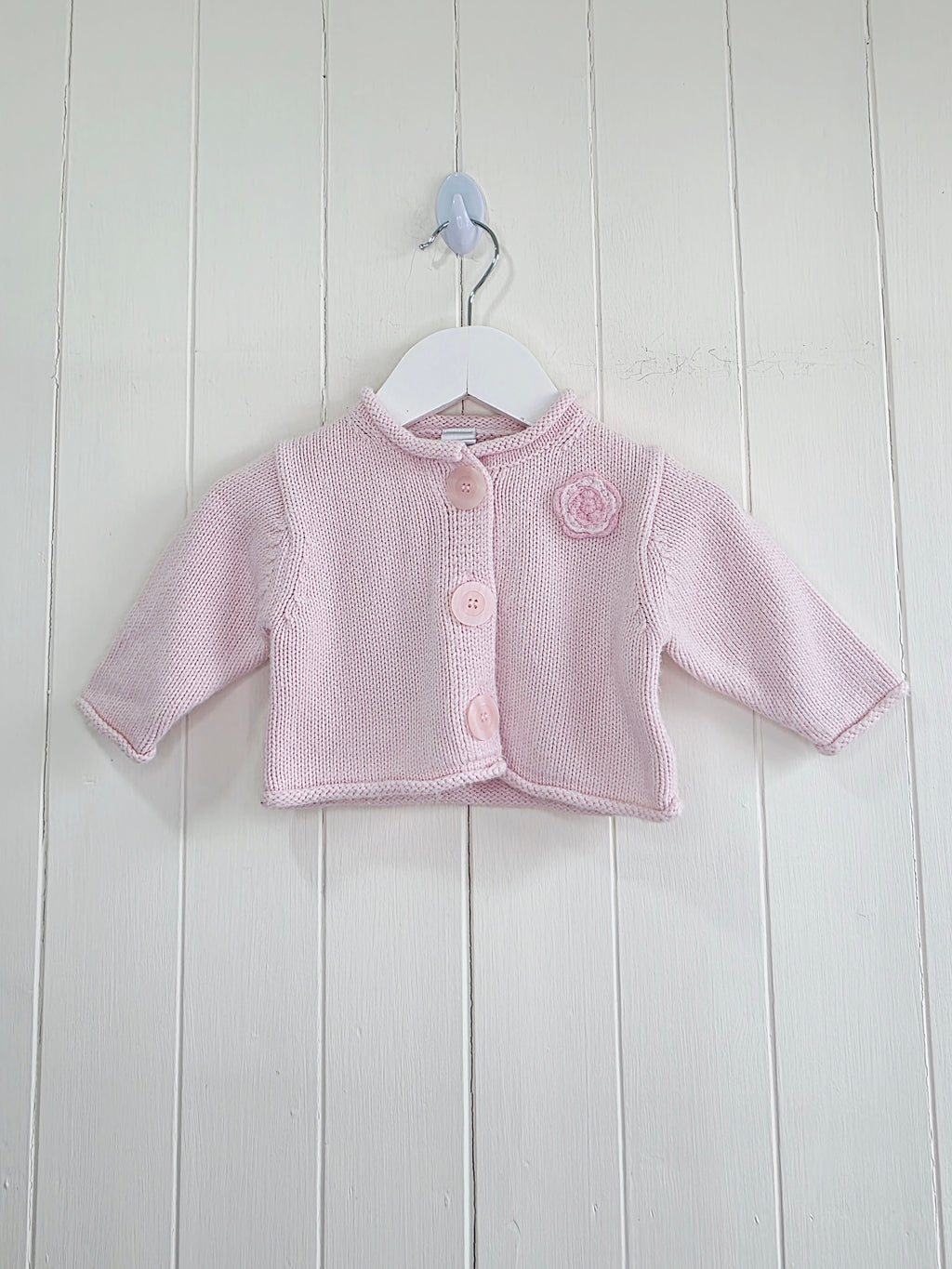 Next - 0-3 months girls chunky knit giant buttons cardigan