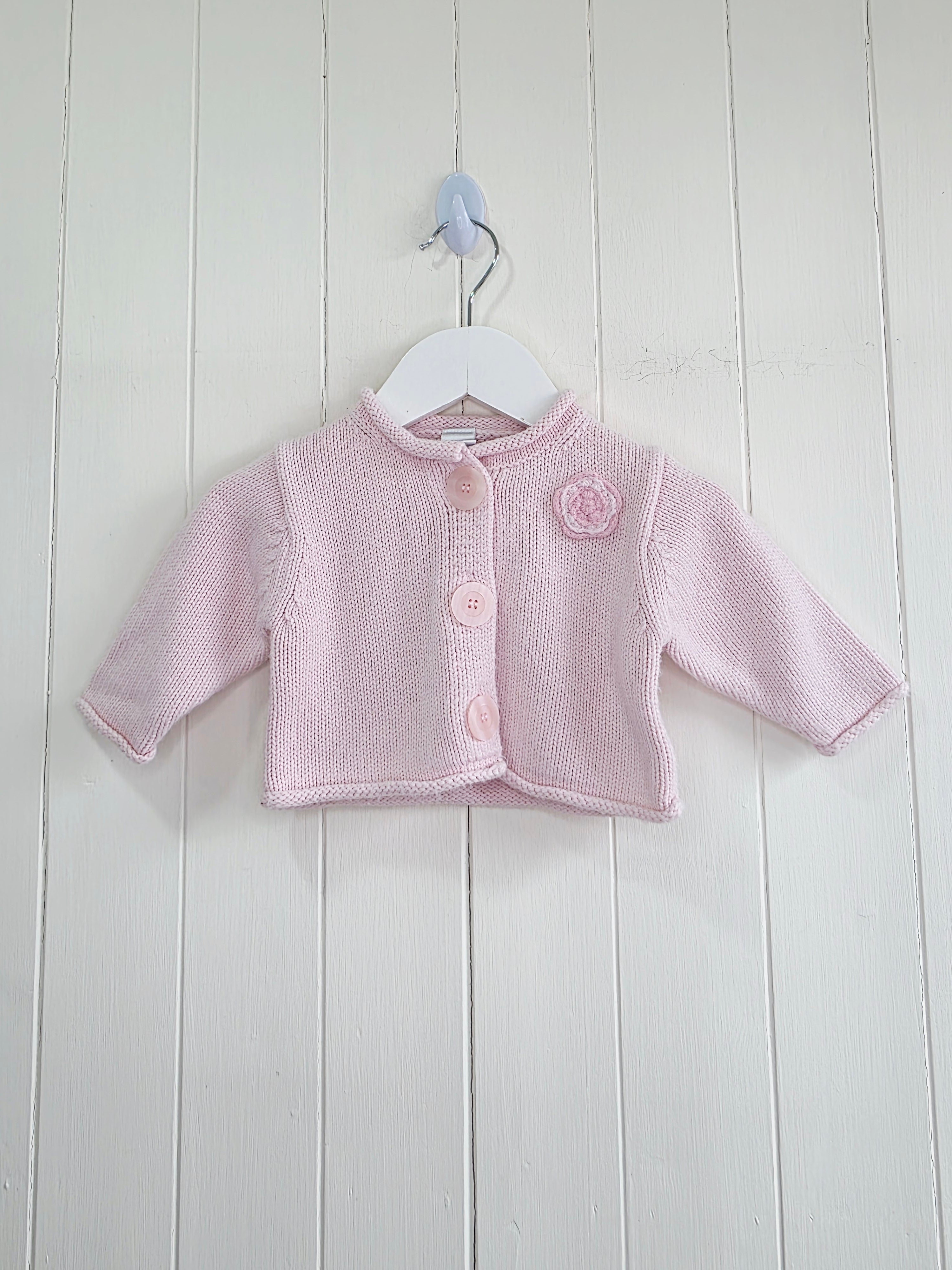 Next - 0-3 months girls chunky knit giant buttons cardigan