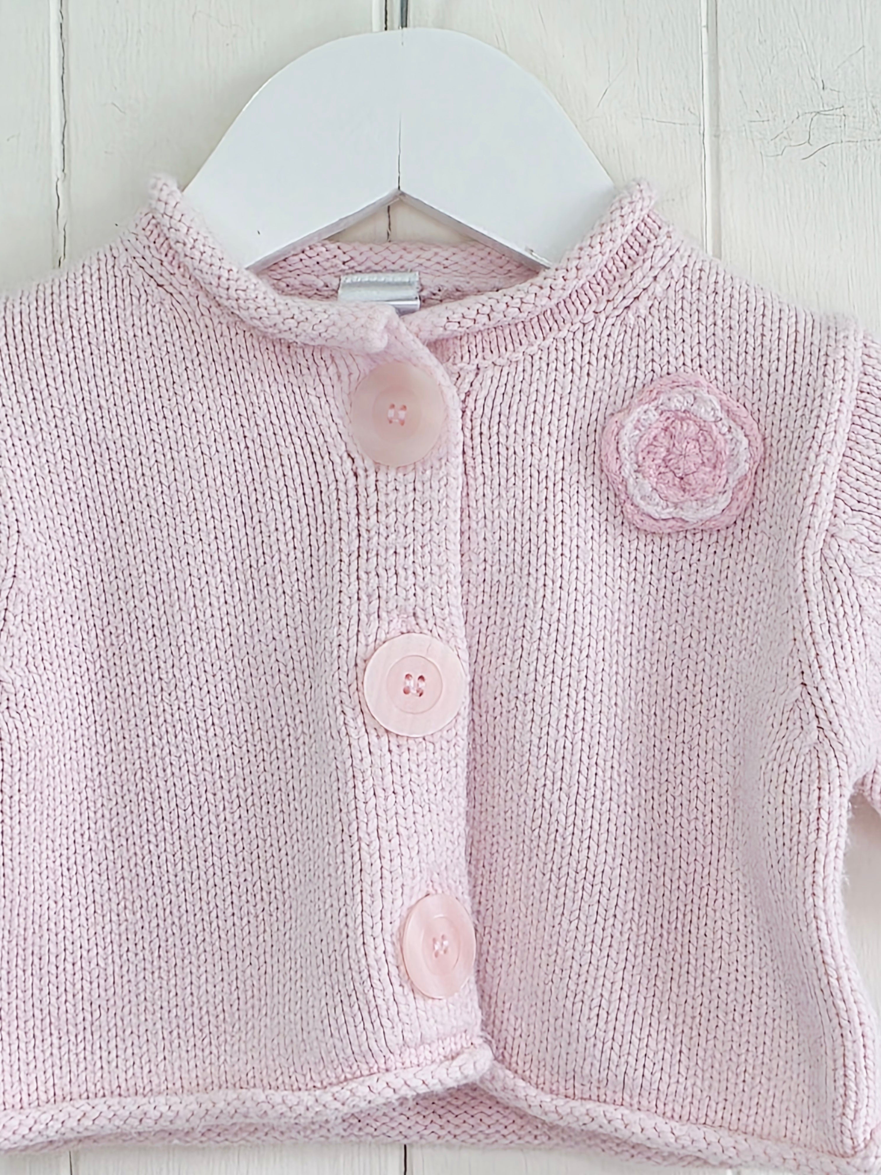 Next - 0-3 months girls chunky knit giant buttons cardigan