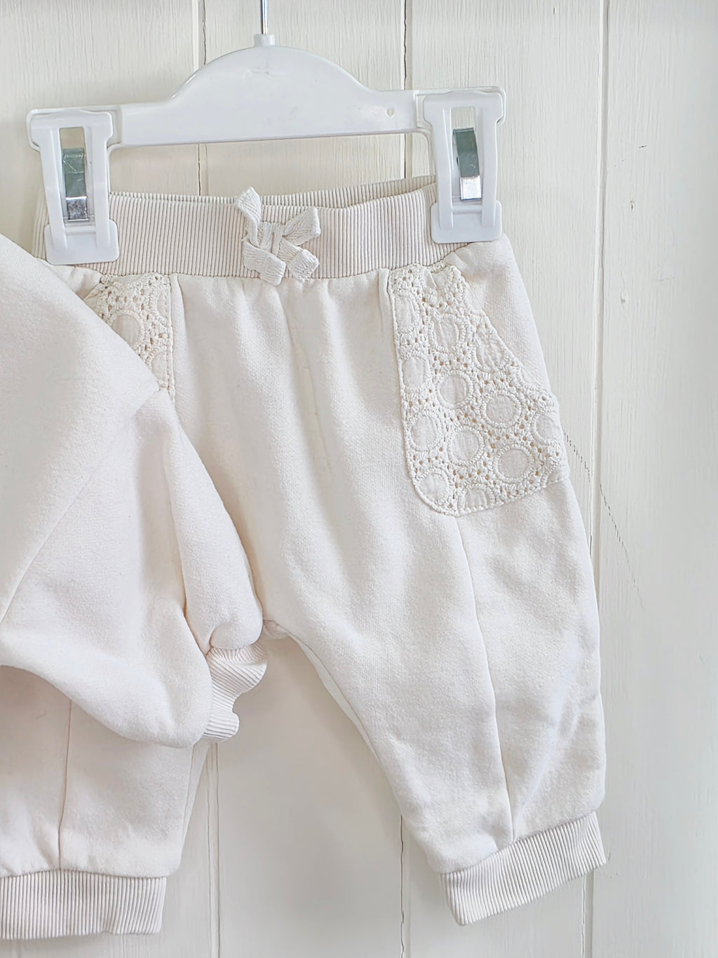 George - 0-3 months cream sweatshirt and joggers set features a broderie cherry embroidered design