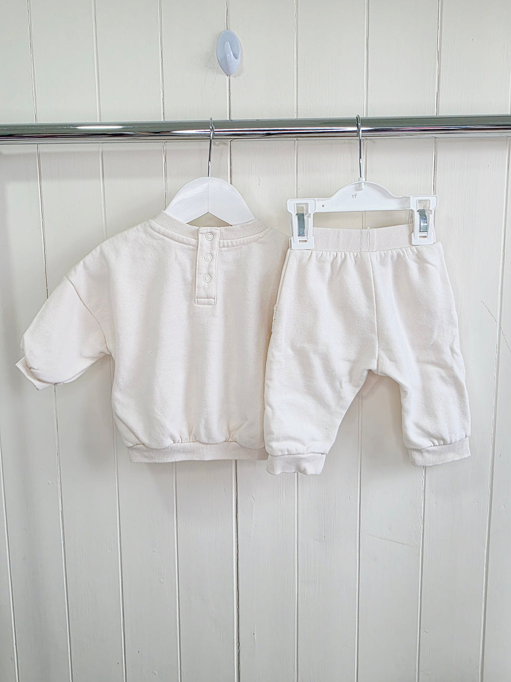 George - 0-3 months cream sweatshirt and joggers set features a broderie cherry embroidered design