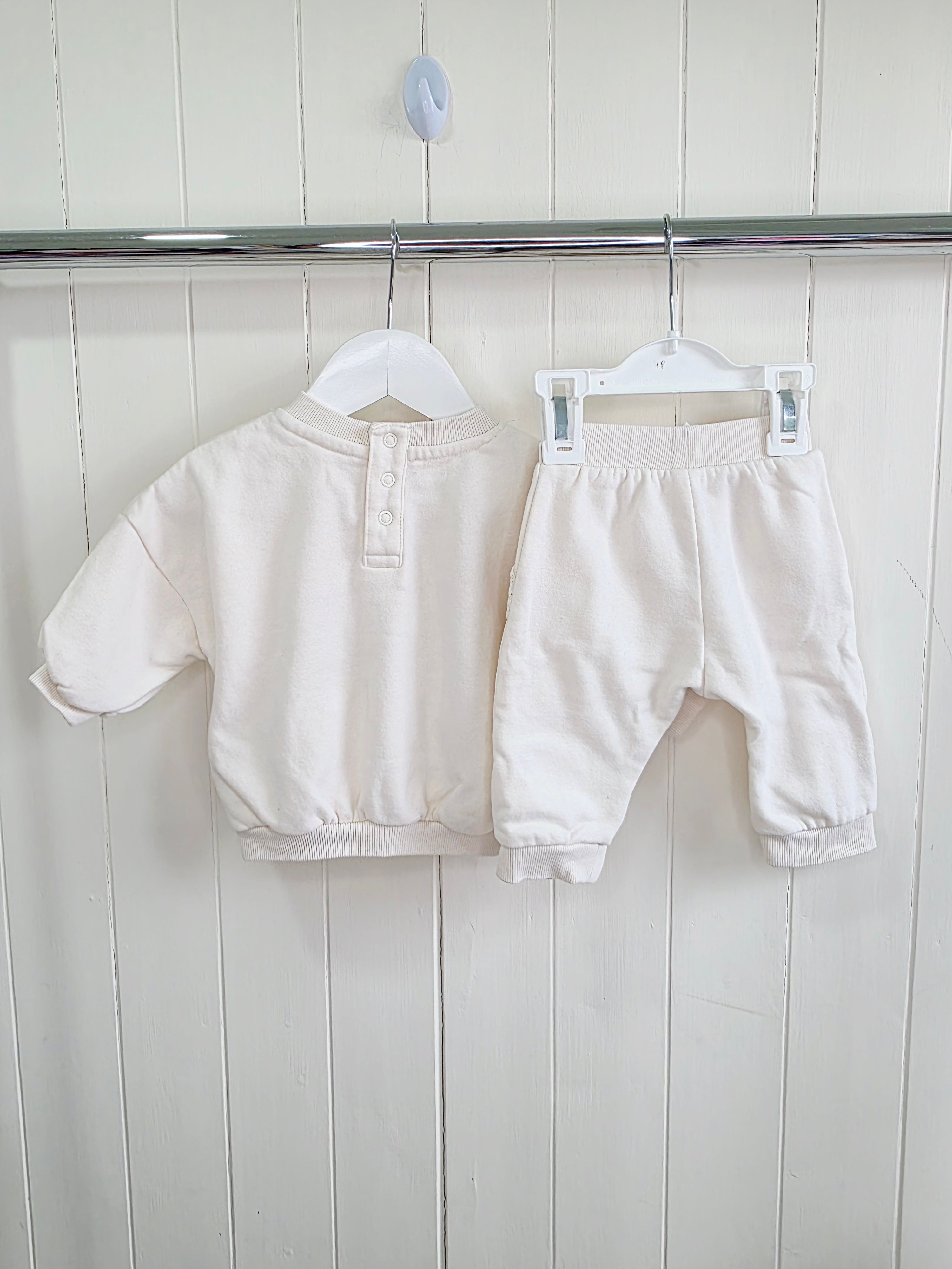 George - 0-3 months cream sweatshirt and joggers set features a broderie cherry embroidered design