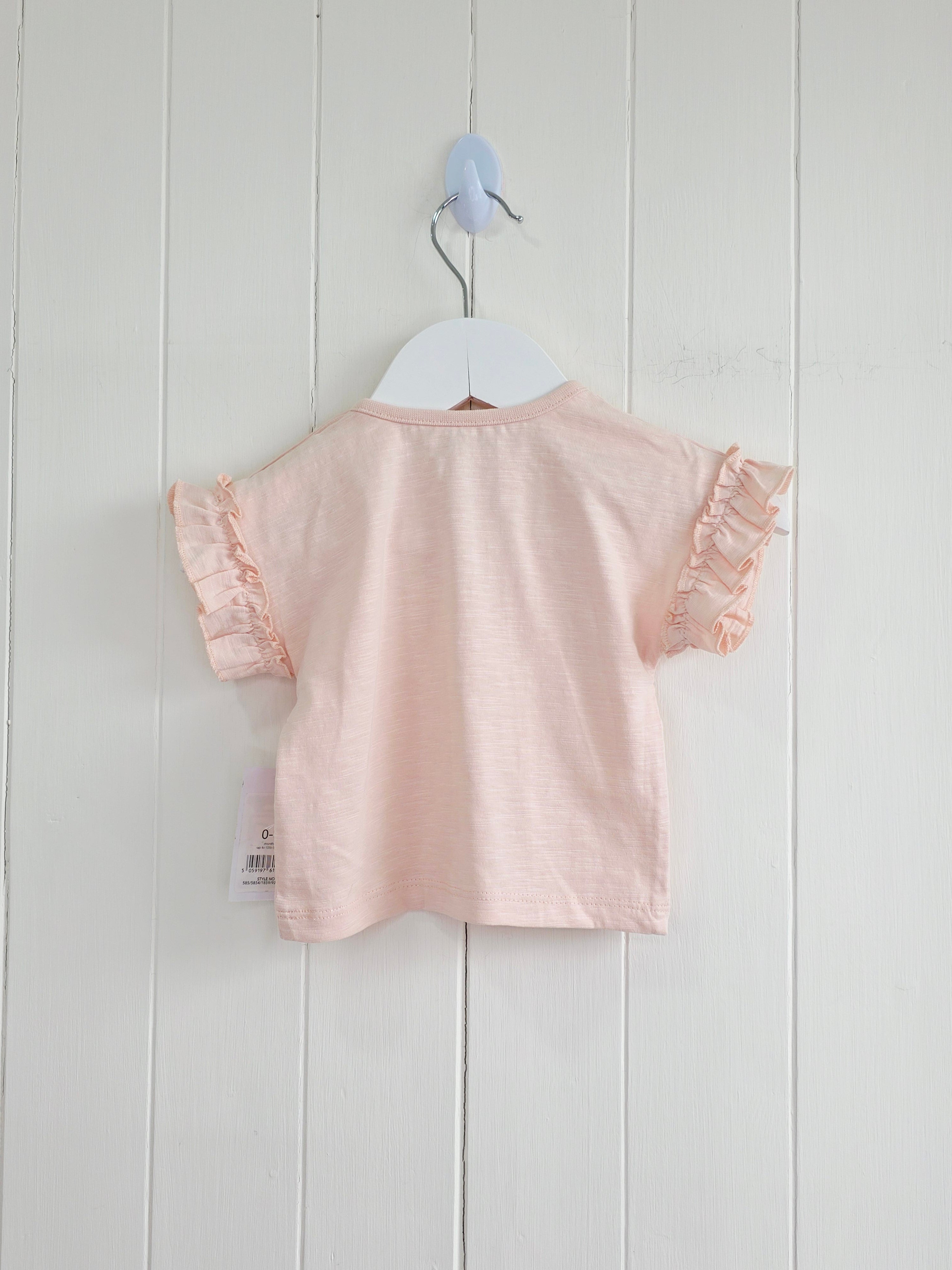 George - 0-3 months girls t-shirt featuring frill sleeves and lemon applique