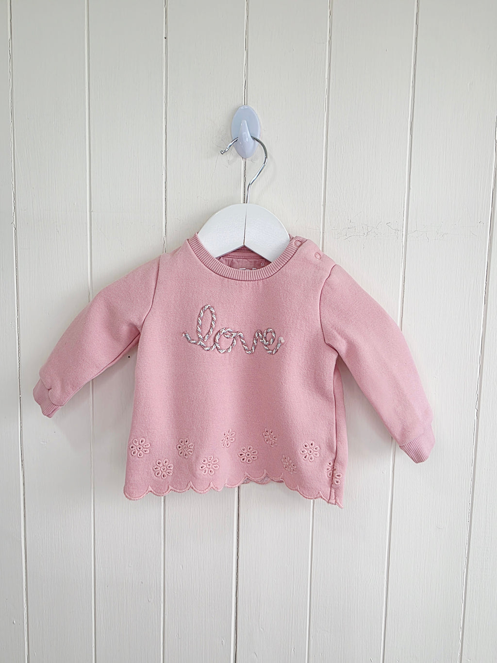 F&F - up to 3 months girls pink "Love" jumper