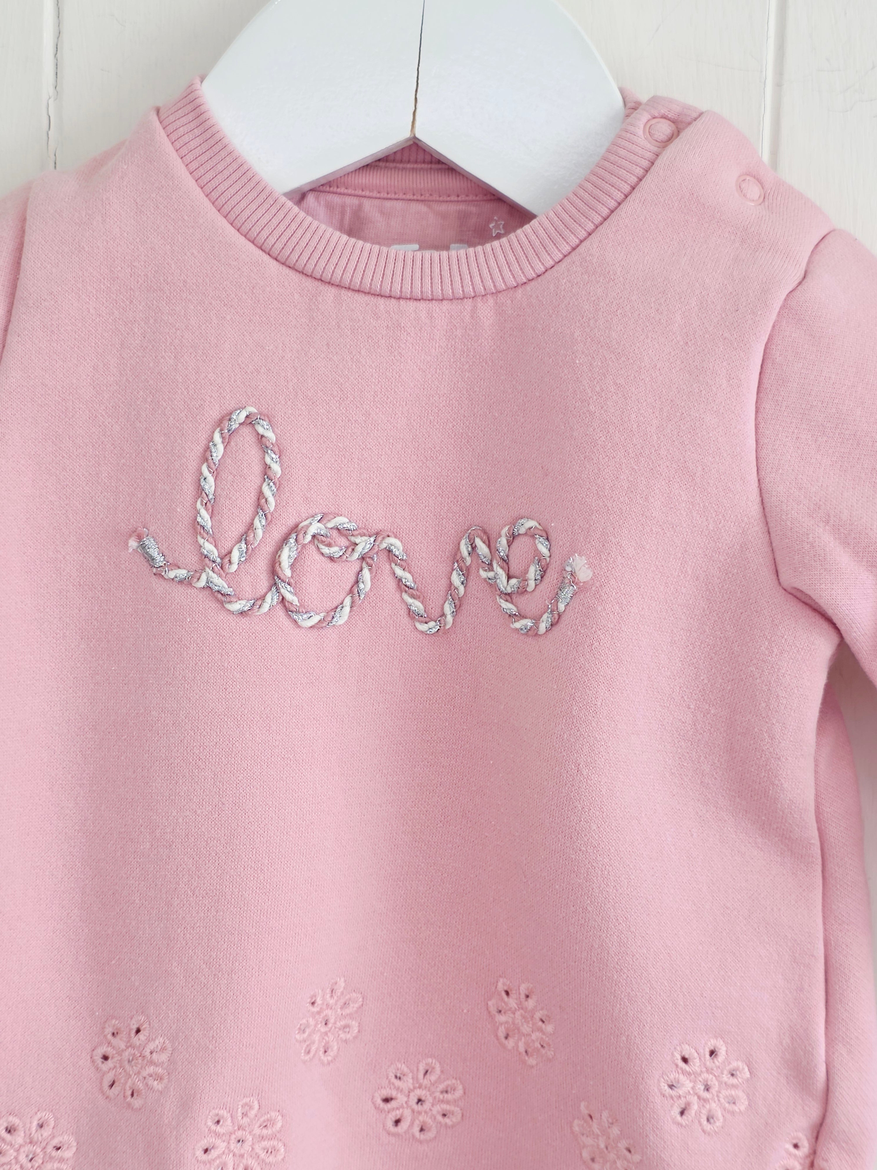 F&F - up to 3 months girls pink "Love" jumper