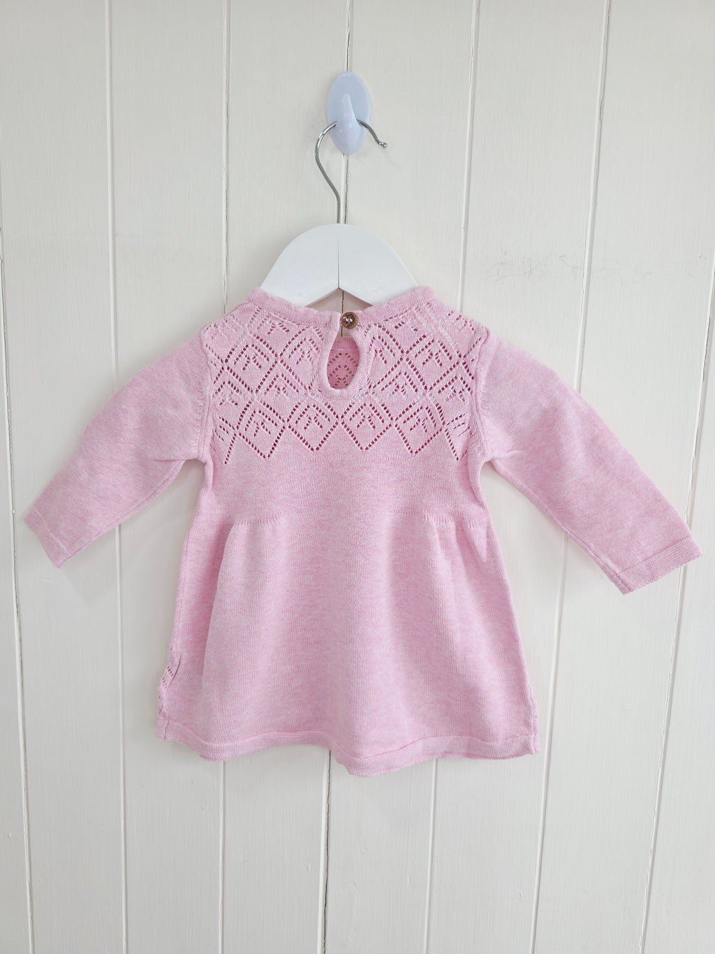 Mothercare - 1-3 months girls pink knitted long sleeve dress