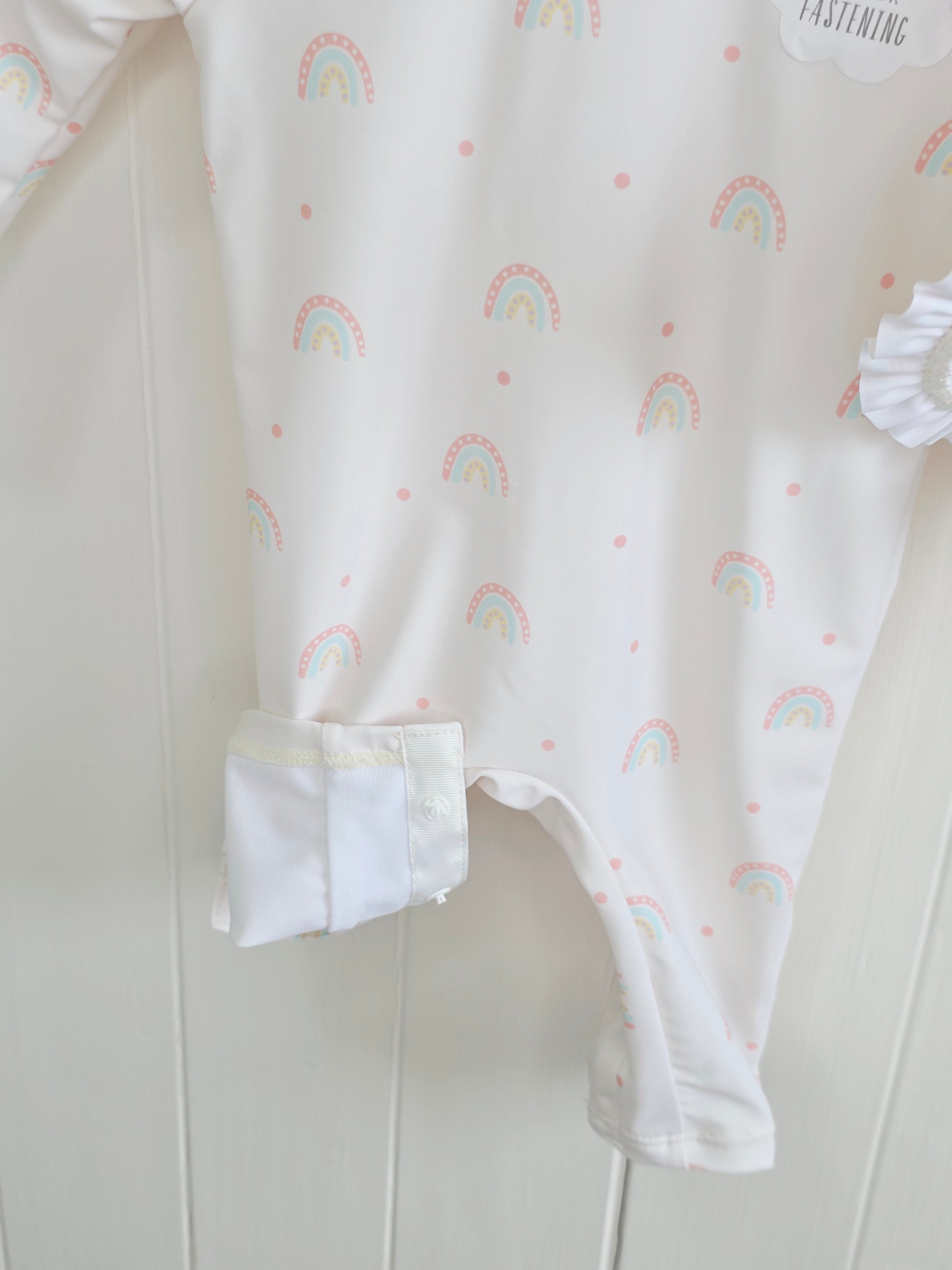 George - 0-3 months one piece swimsuit with hat featuring rainbow print