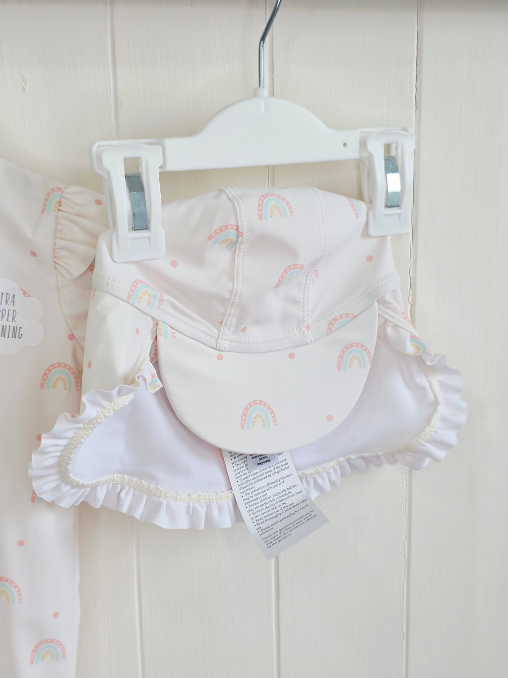 George - 0-3 months one piece swimsuit with hat featuring rainbow print