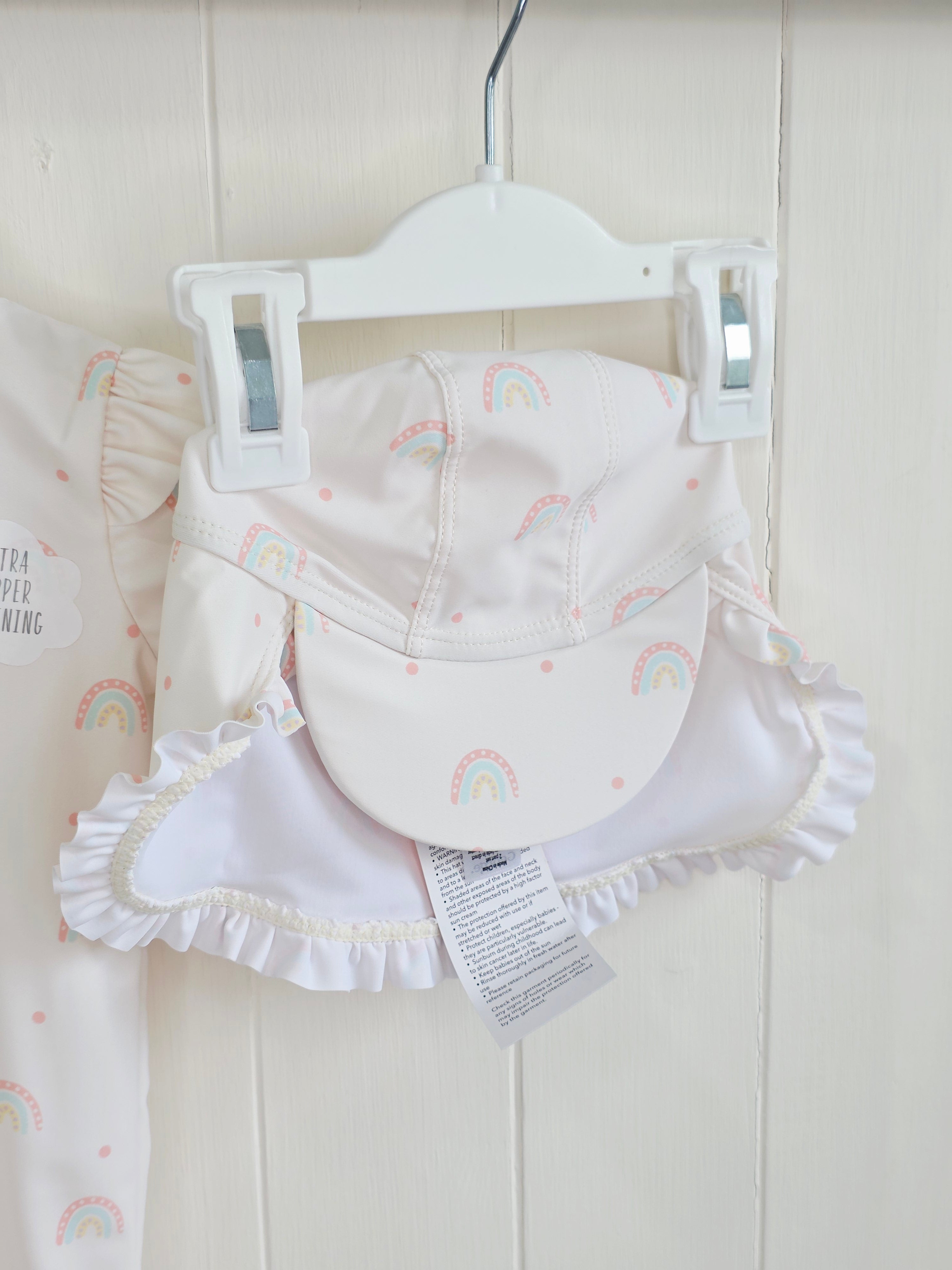 George - 0-3 months one piece swimsuit with hat featuring rainbow print