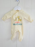 M&S - Newborn "Little brother" yellow sleepsuit featuring giraffe applique
