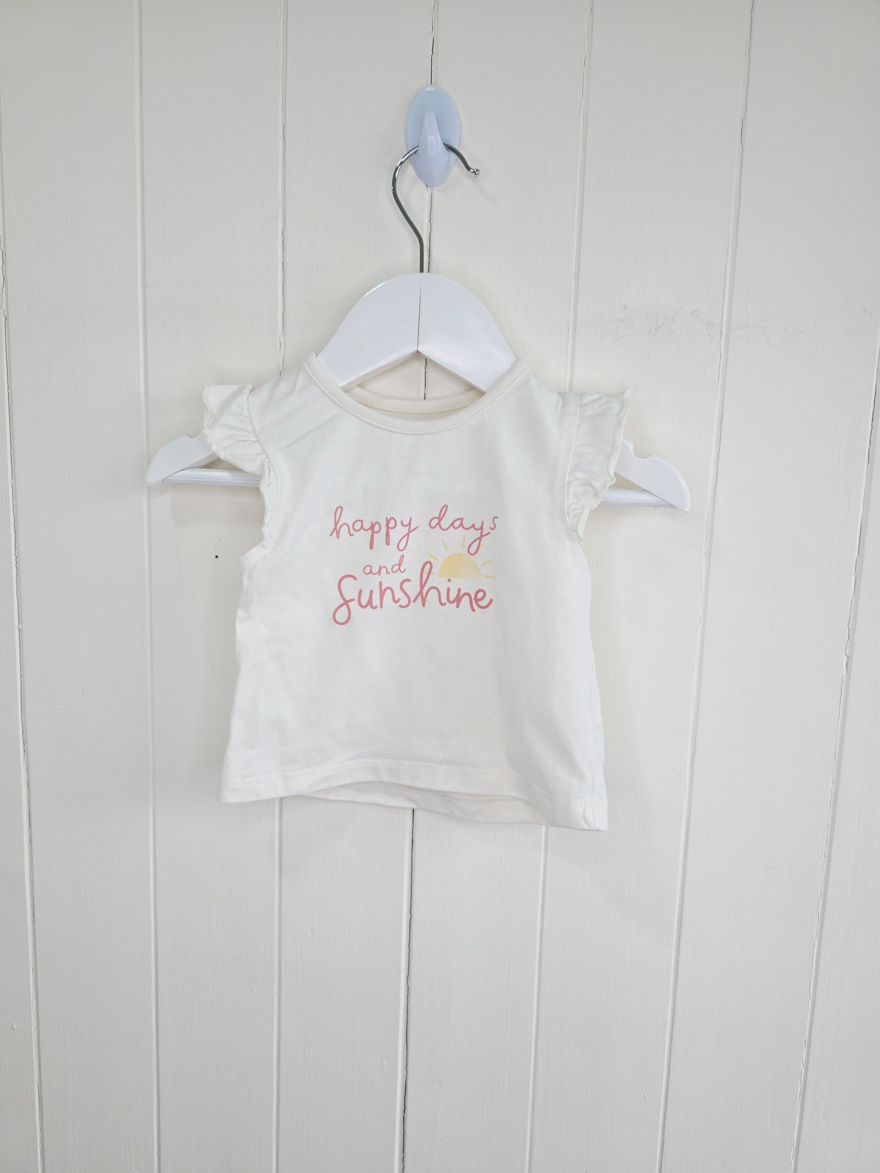 George - 0-3 months girls short sleeved top "happy days and sunshine"