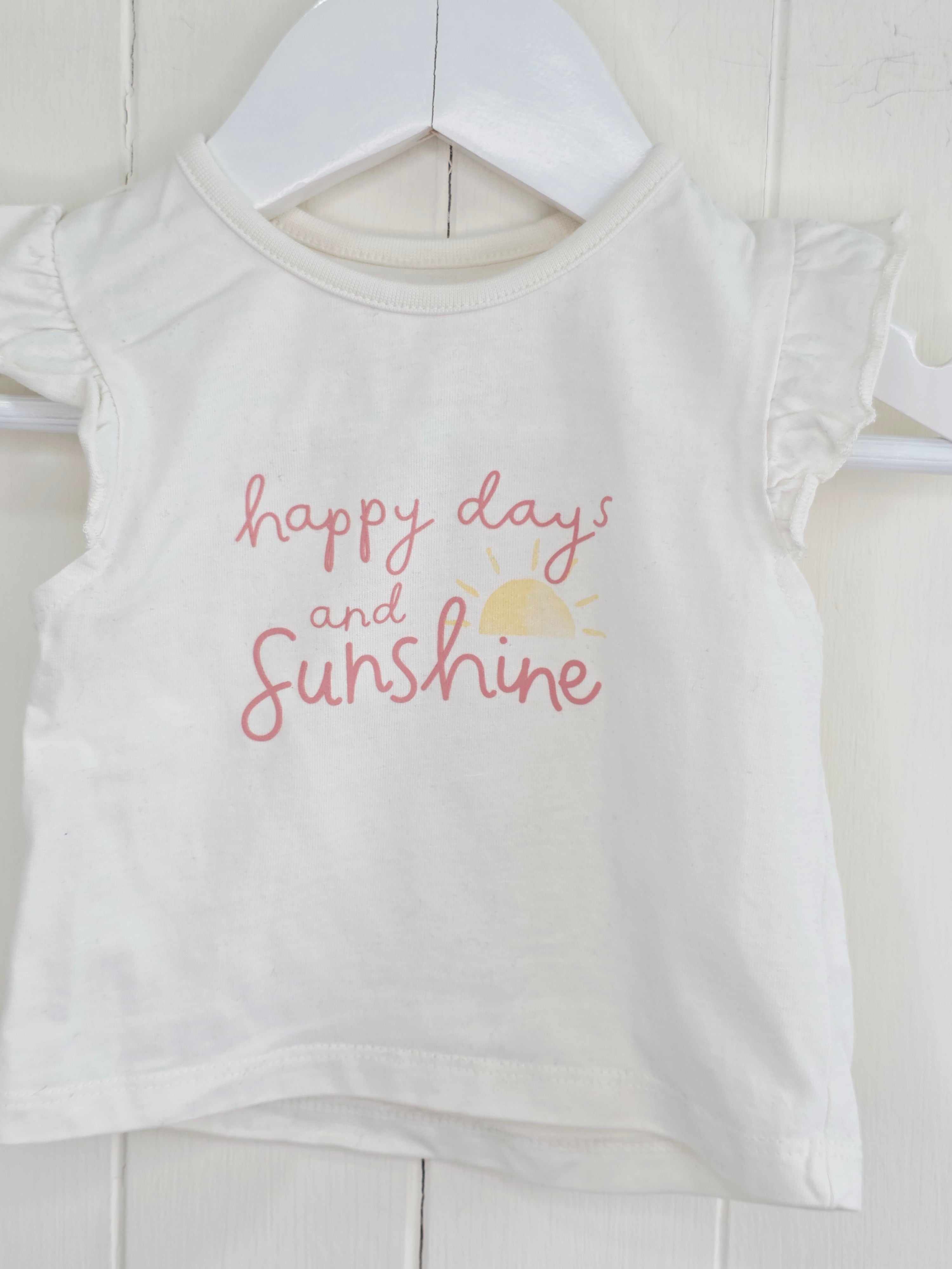 George - 0-3 months girls short sleeved top "happy days and sunshine"