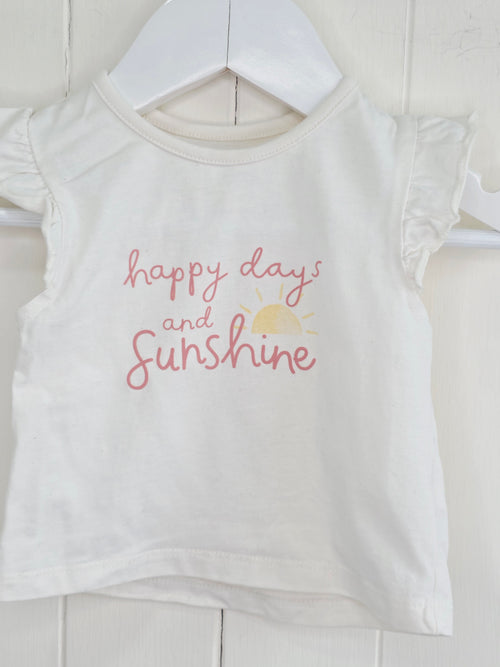 George - 0-3 months girls short sleeved top "happy days and sunshine"