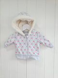 Next - up to 3 months girls heart printed grey zip up hooded jumper