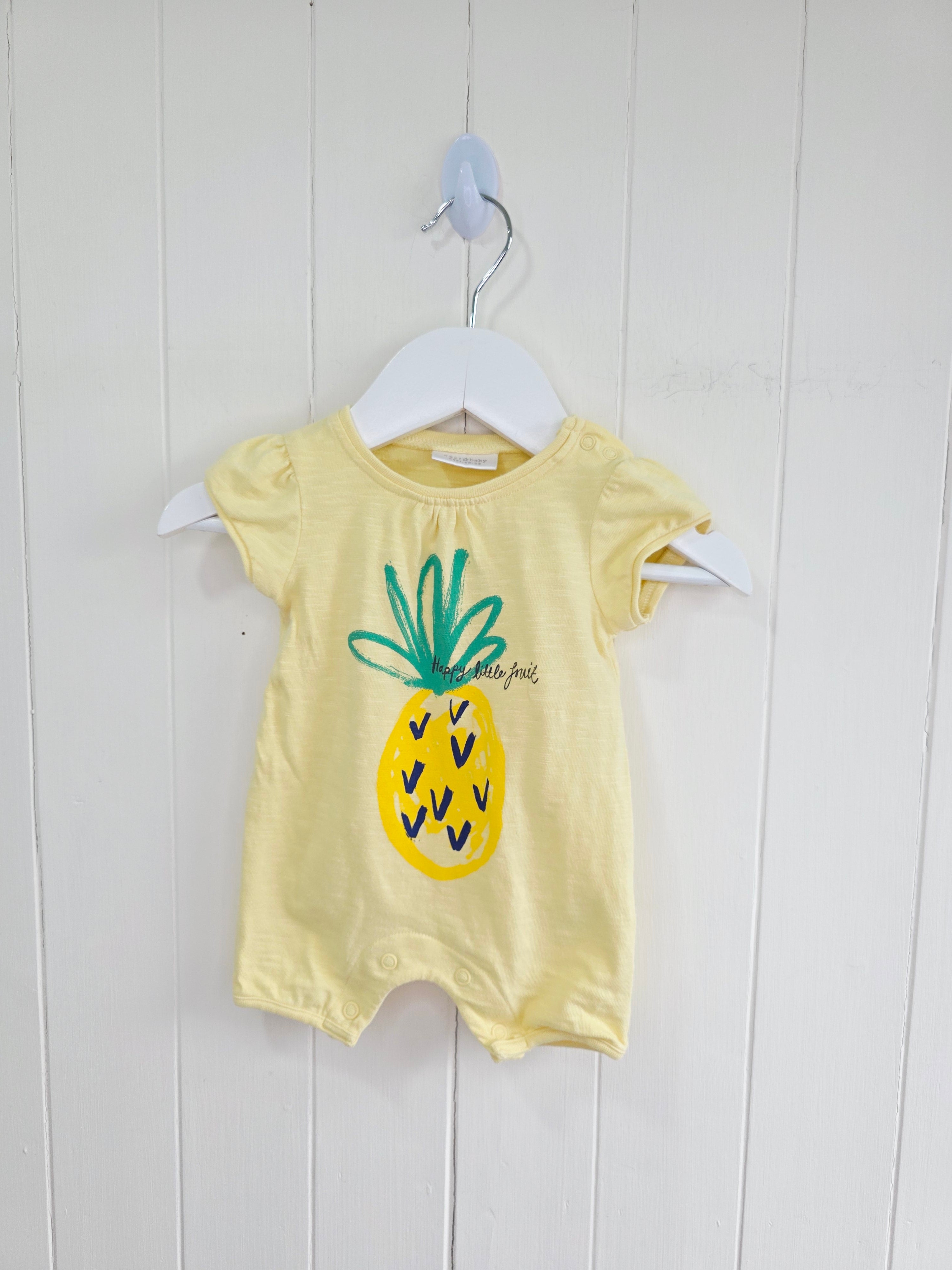 Next - first size girls yellow romper featuring pineapple print