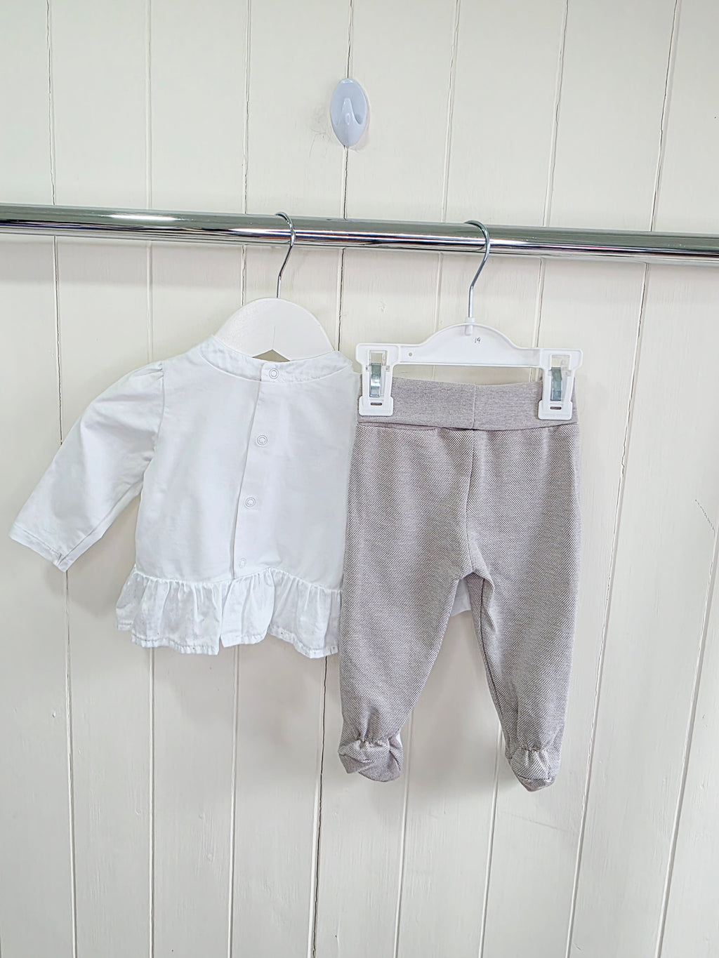 Mayoral - 2-4 months girls white long sleeve top and footed leggings set