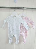 Tu - up to 1 month girls white floral sleepsuits set