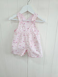 Mothercare - 0-3 months girls rose pink floral dungaree shorts