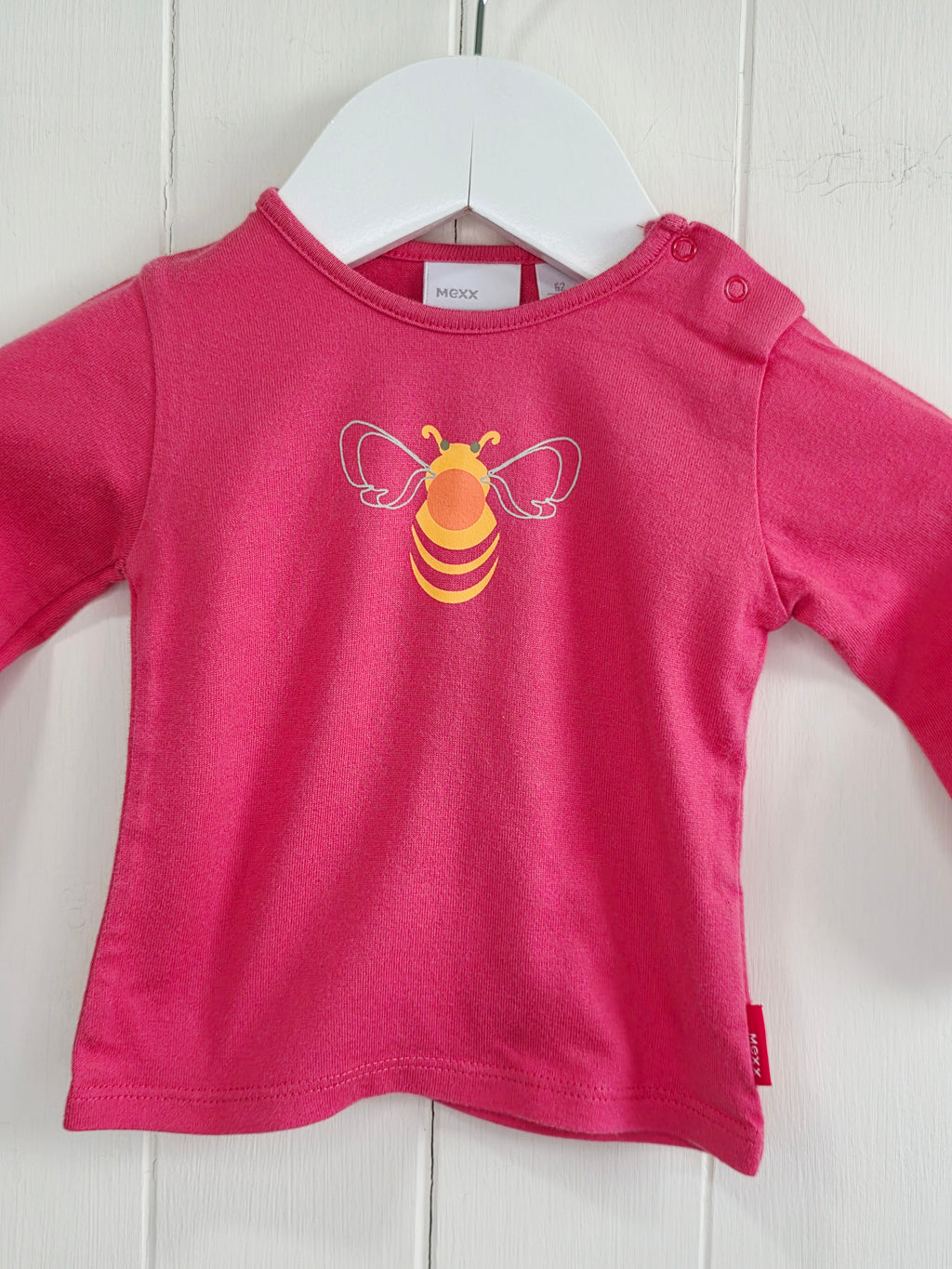 Mexx - 2-4 months girls pink long sleeve top featuring bee print