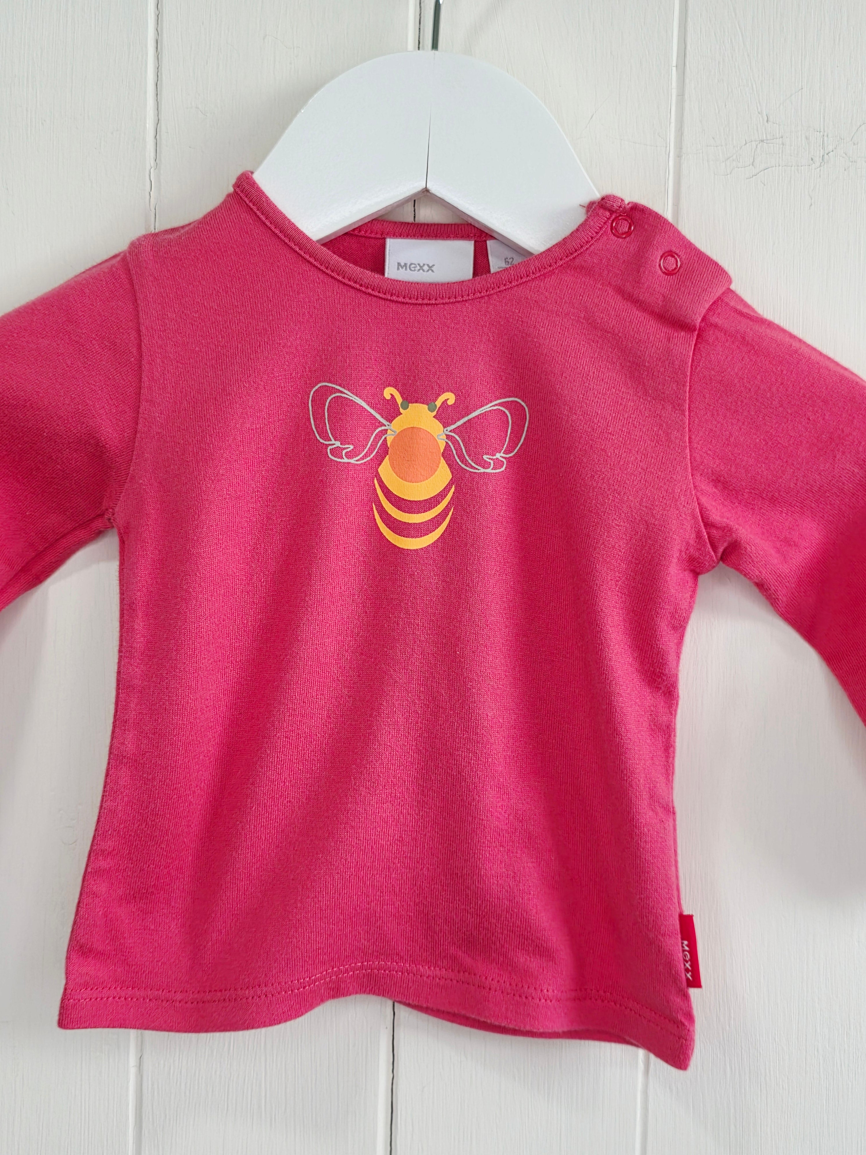 Mexx - 2-4 months girls pink long sleeve top featuring bee print