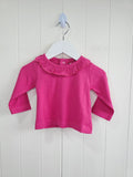 Lily&Dan - 0-3 months girls plain pink long sleeve top featuring frilly neck