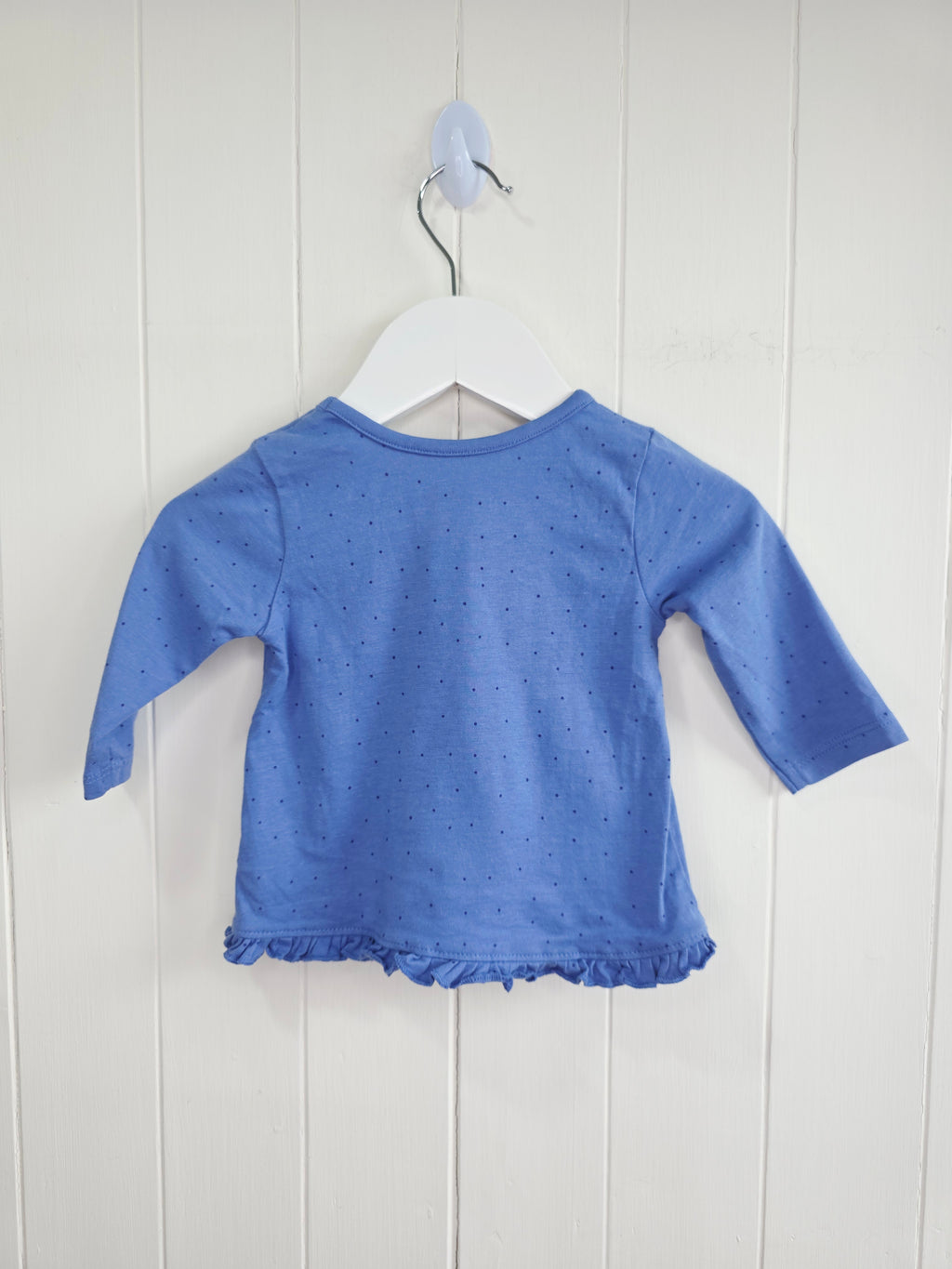 George - 0-3 months "Daddy's bestie" blue polka dot long sleeve top
