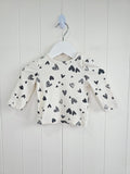 Nutmeg - 0-3 months girls cream heart printed long sleeve top