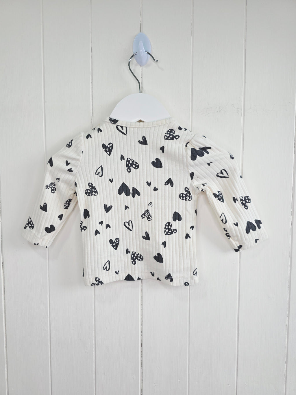 Nutmeg - 0-3 months girls cream heart printed long sleeve top